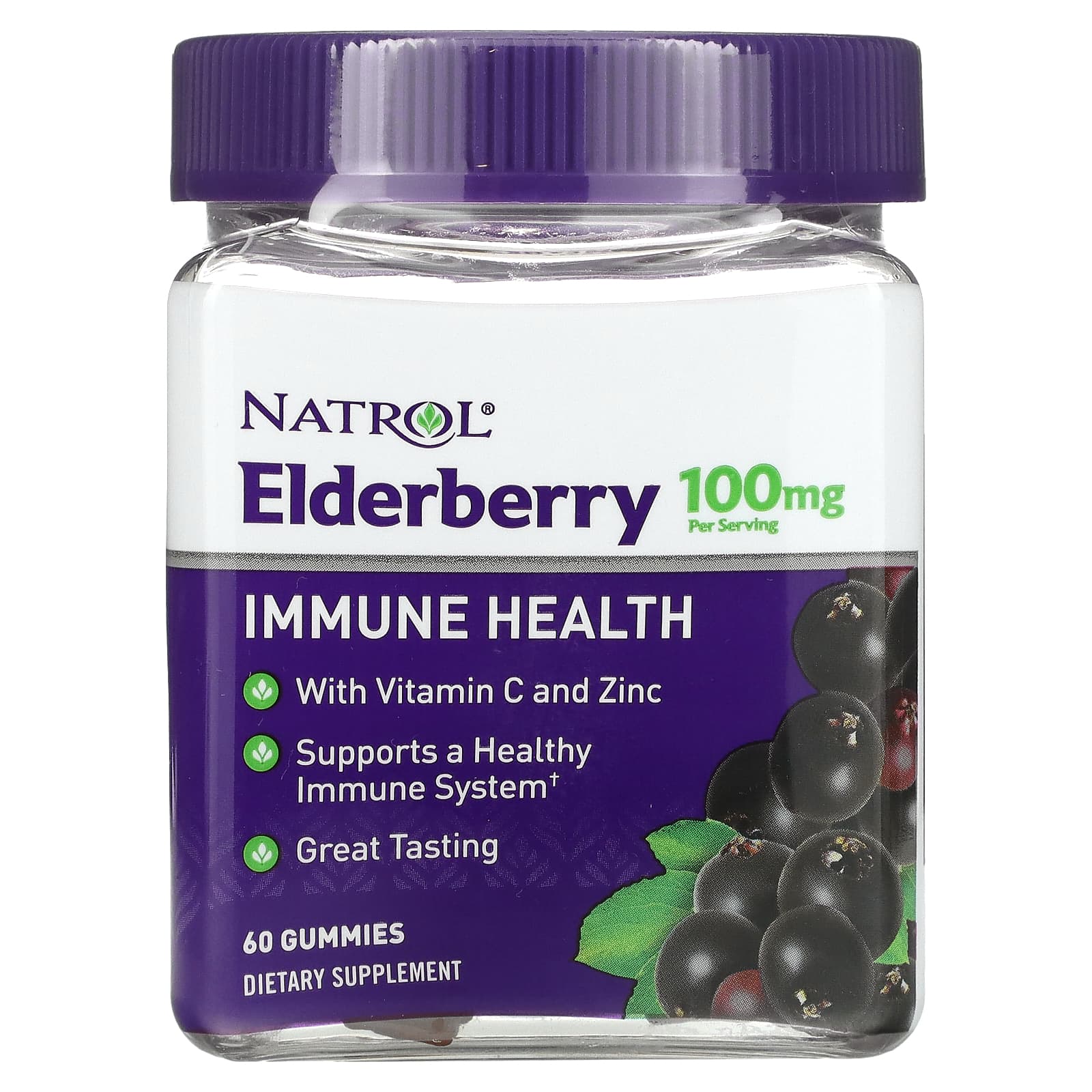 Natrol-Elderberry Immune Health-100 mg-60 Gummies (50 mg per Gummy)