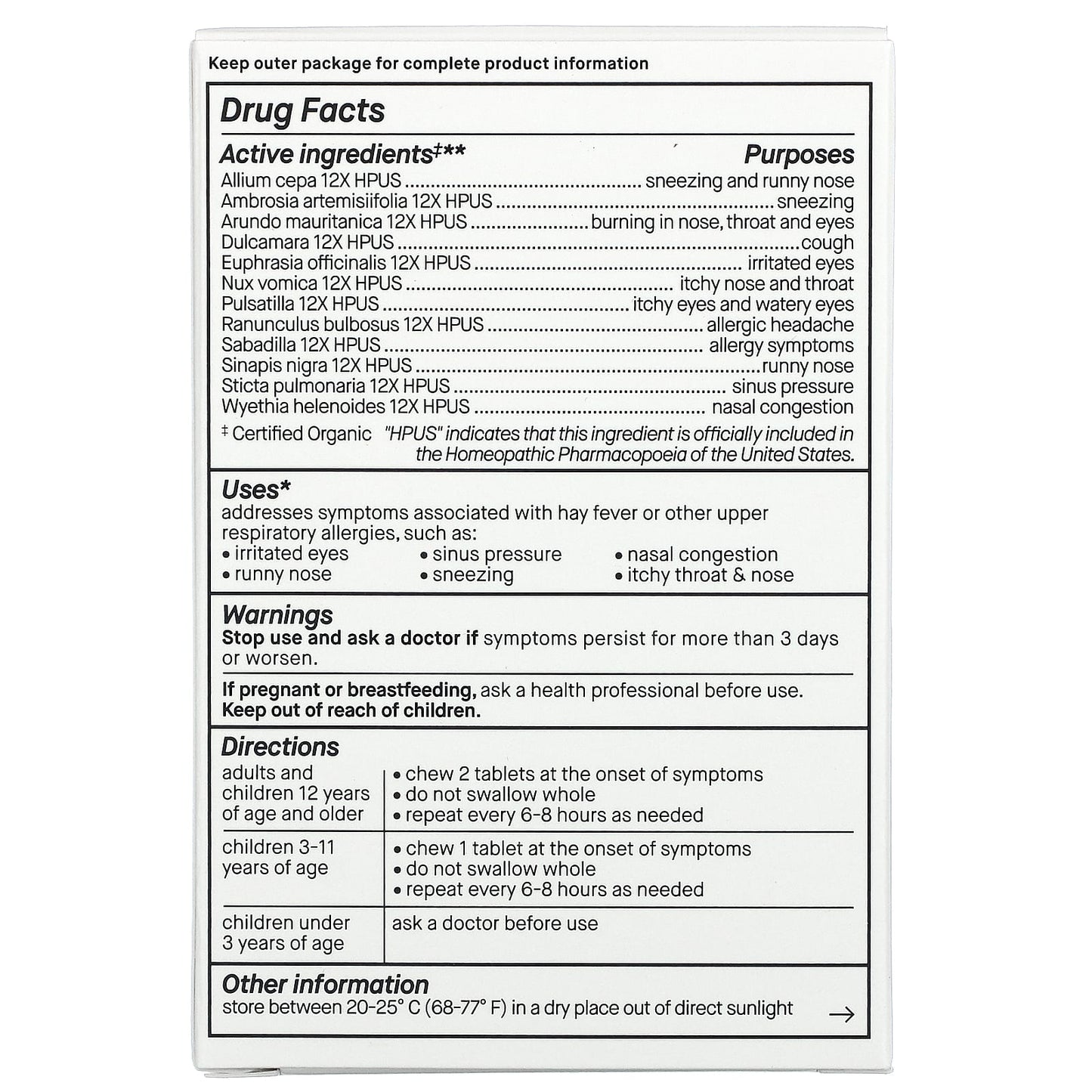 Genexa, Allergy Care, Organic Allergy & Decongestant, Organic Acai Berry , 60 Chewable Tablets