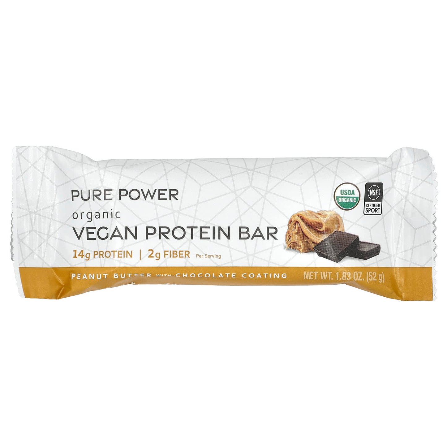 Dr. Mercola, Pure Power, Organic Vegan Protein Bar, Peanut Butter With Chocolate Coating, 12 Bars, 1.83 oz (52 g) Each