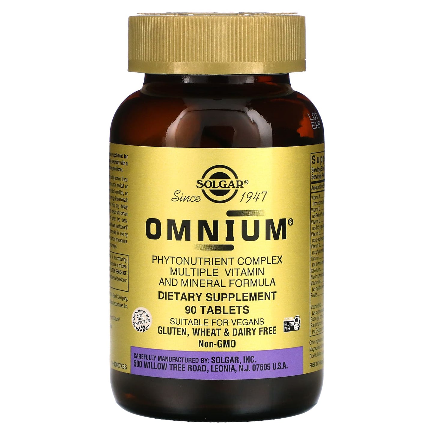 Solgar-Omnium-Phytonutrient Complex Multiple Vitamin and Mineral Formula-90 Tablets