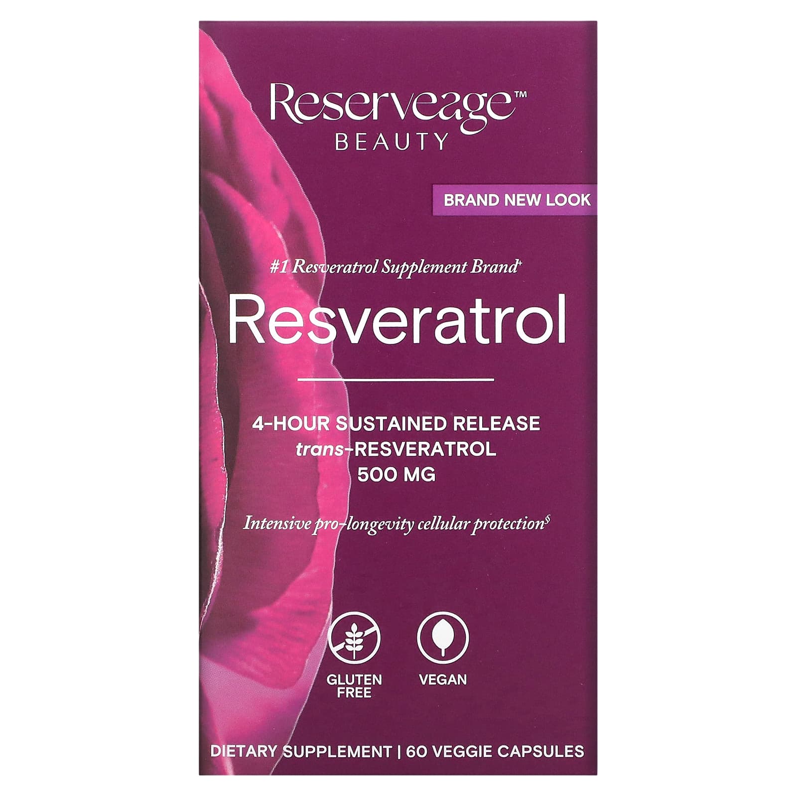 Reserveage Nutrition-Resveratrol-Trans-Resveratrol-500 mg-60 Veggie Capsules