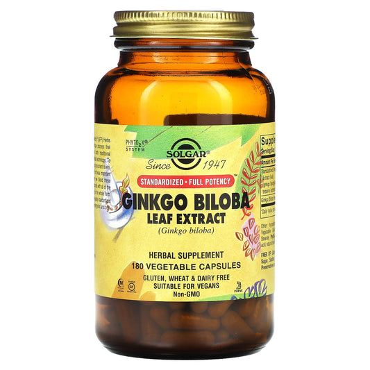 Solgar-Ginkgo Biloba Leaf Extract-180 Vegetable Capsules