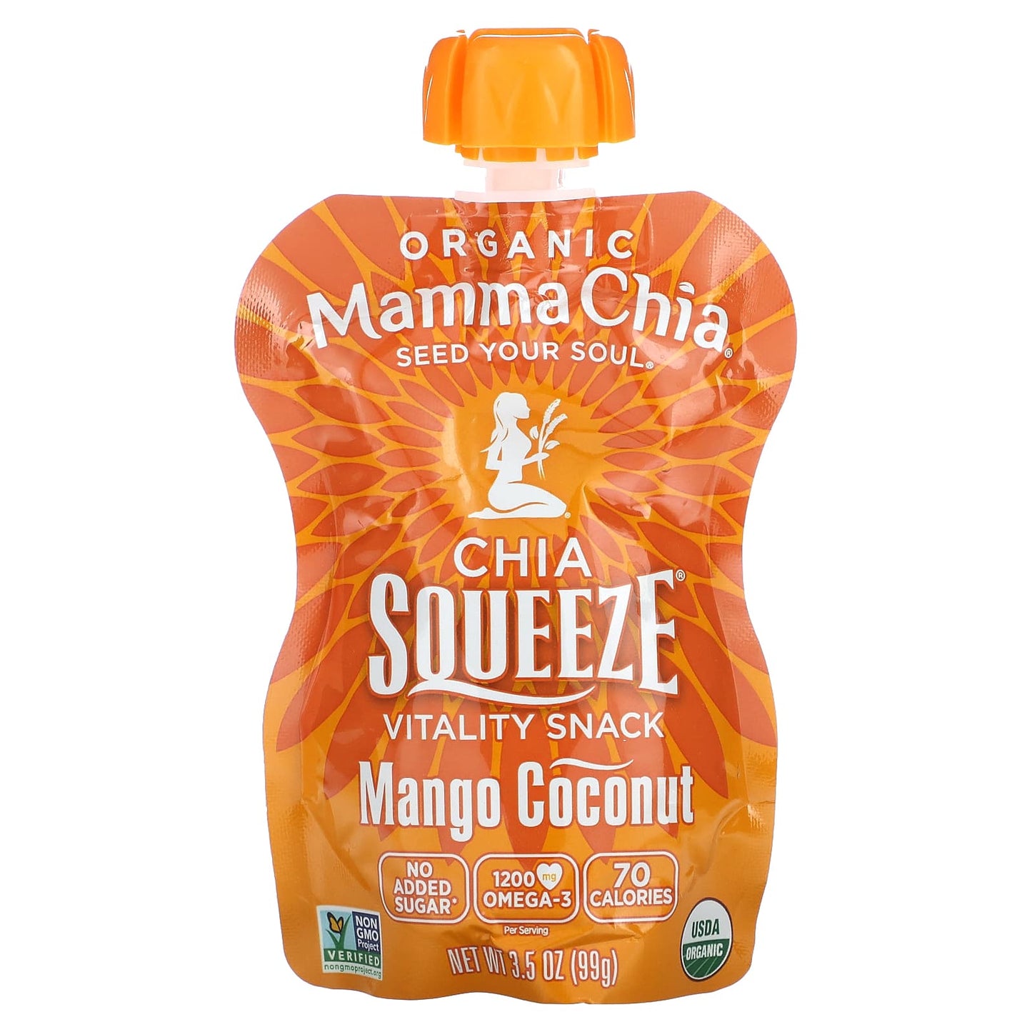 Mamma Chia, Organic Chia Squeeze, Vitality Snack, Mango Coconut, 8 Squeezes, 3.5 oz (99 g) Each