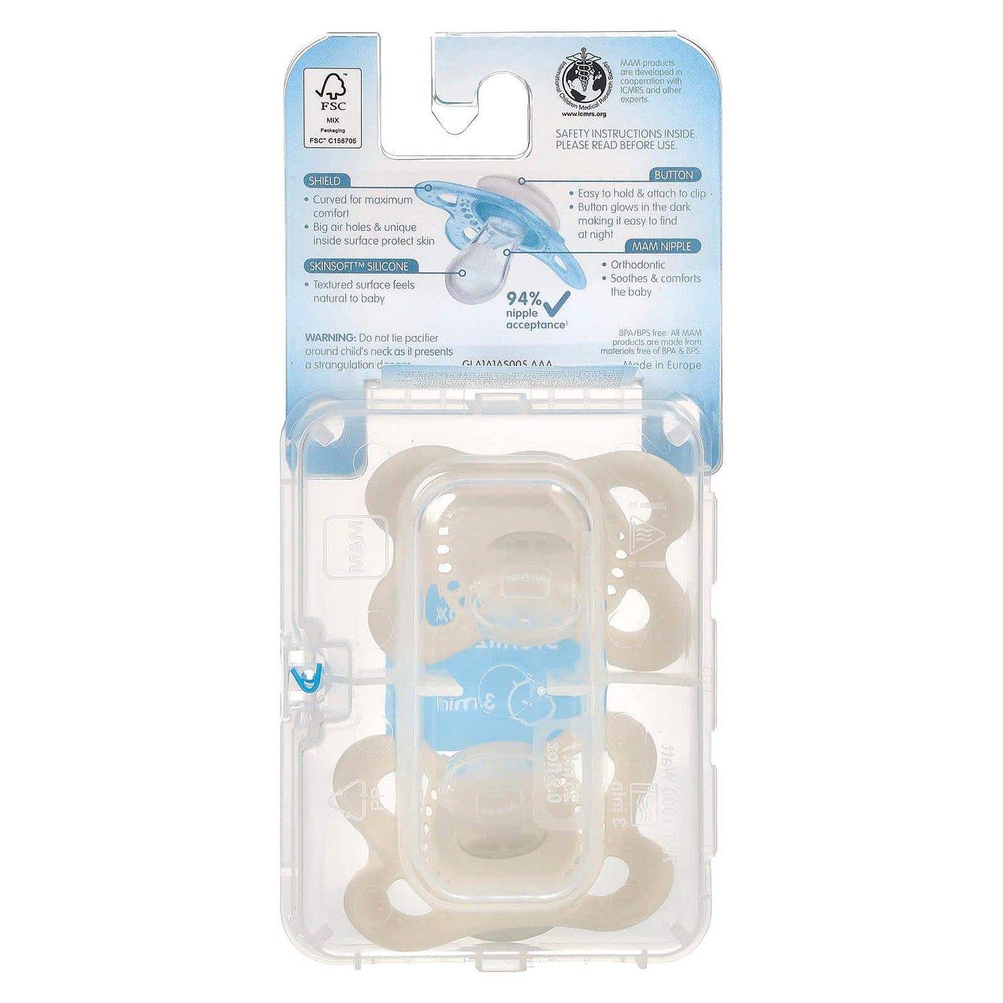 MAM, Original Night, Pacifier, 0-6 Months, 2 Count