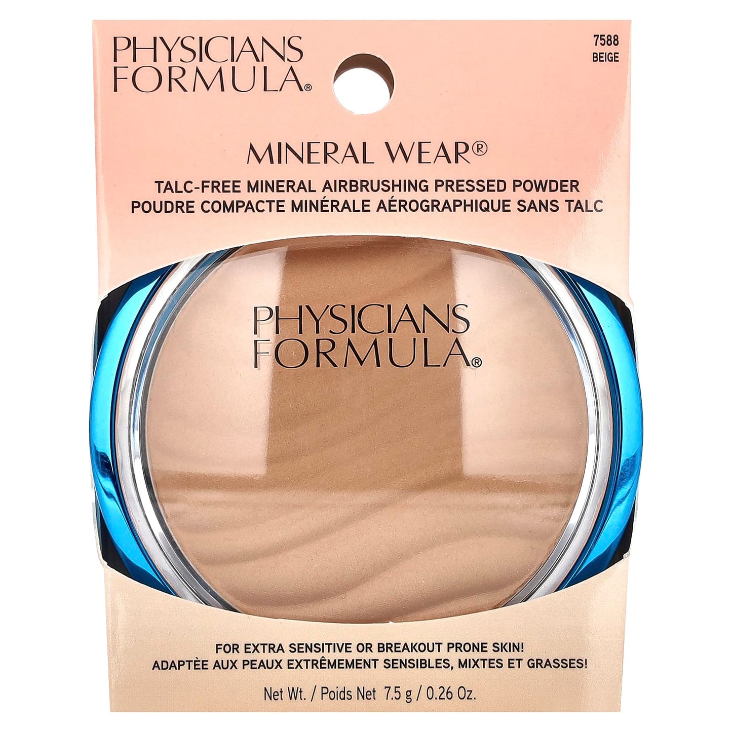 Physicians Formula, Mineral Wear, Talc-Free Mineral Airbrushing Pressed Powder, 7588 Beige, 0.26 oz (7.5 g)