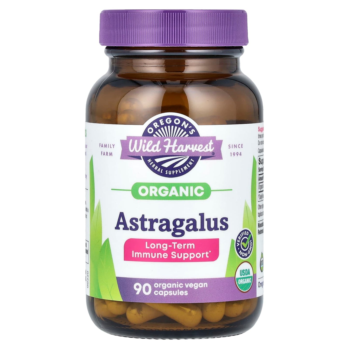 Oregon's Wild Harvest-Organic Astragalus-90 Organic Vegan Capsules