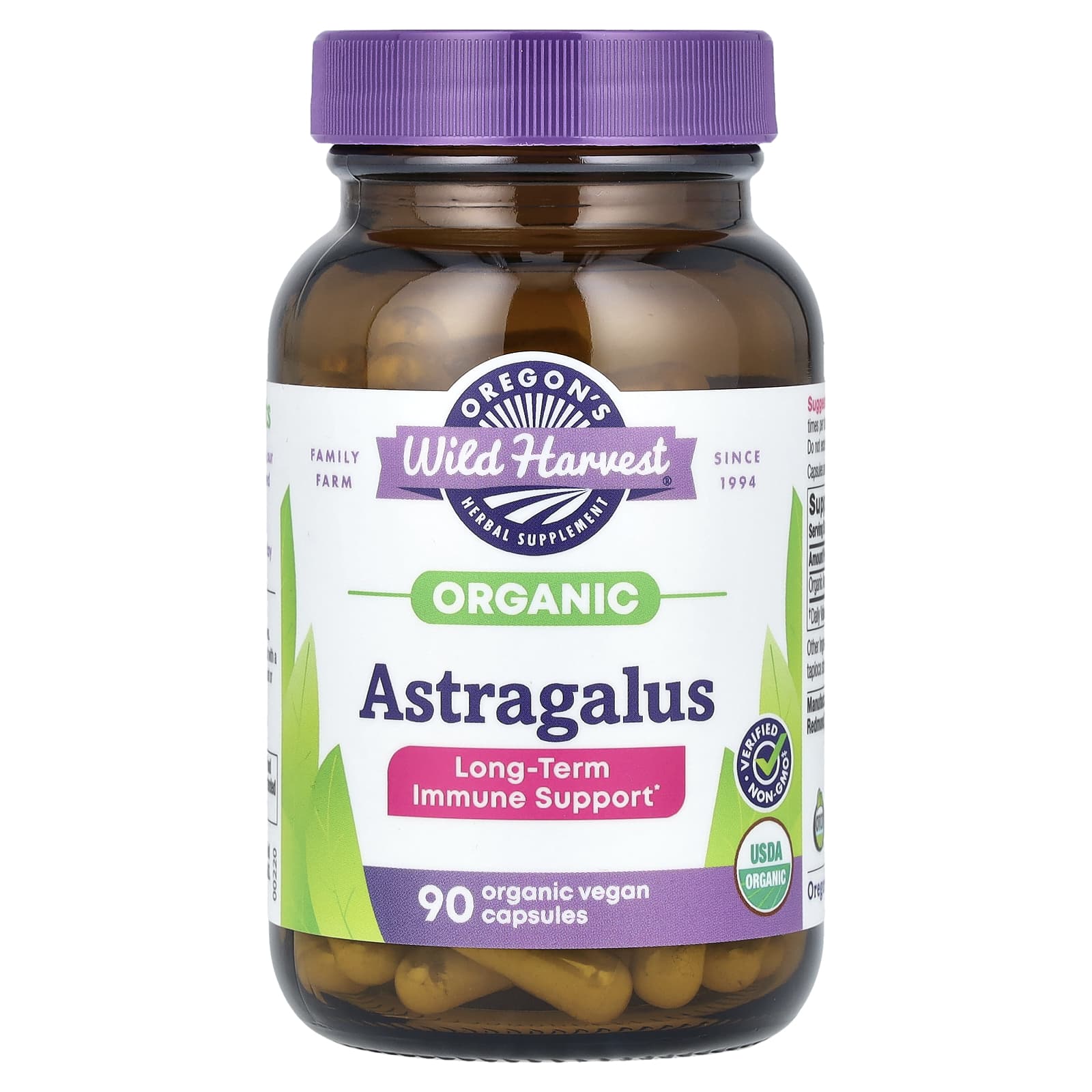 Oregon's Wild Harvest-Organic Astragalus-90 Organic Vegan Capsules