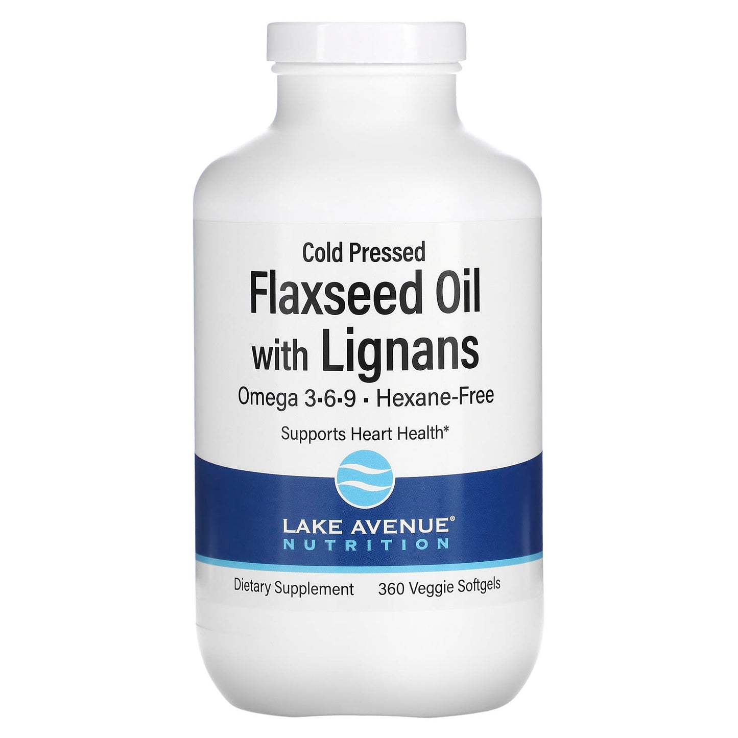 Lake Avenue Nutrition-Cold Pressed Flaxseed Oil with Lignans-360 Veggie Softgels