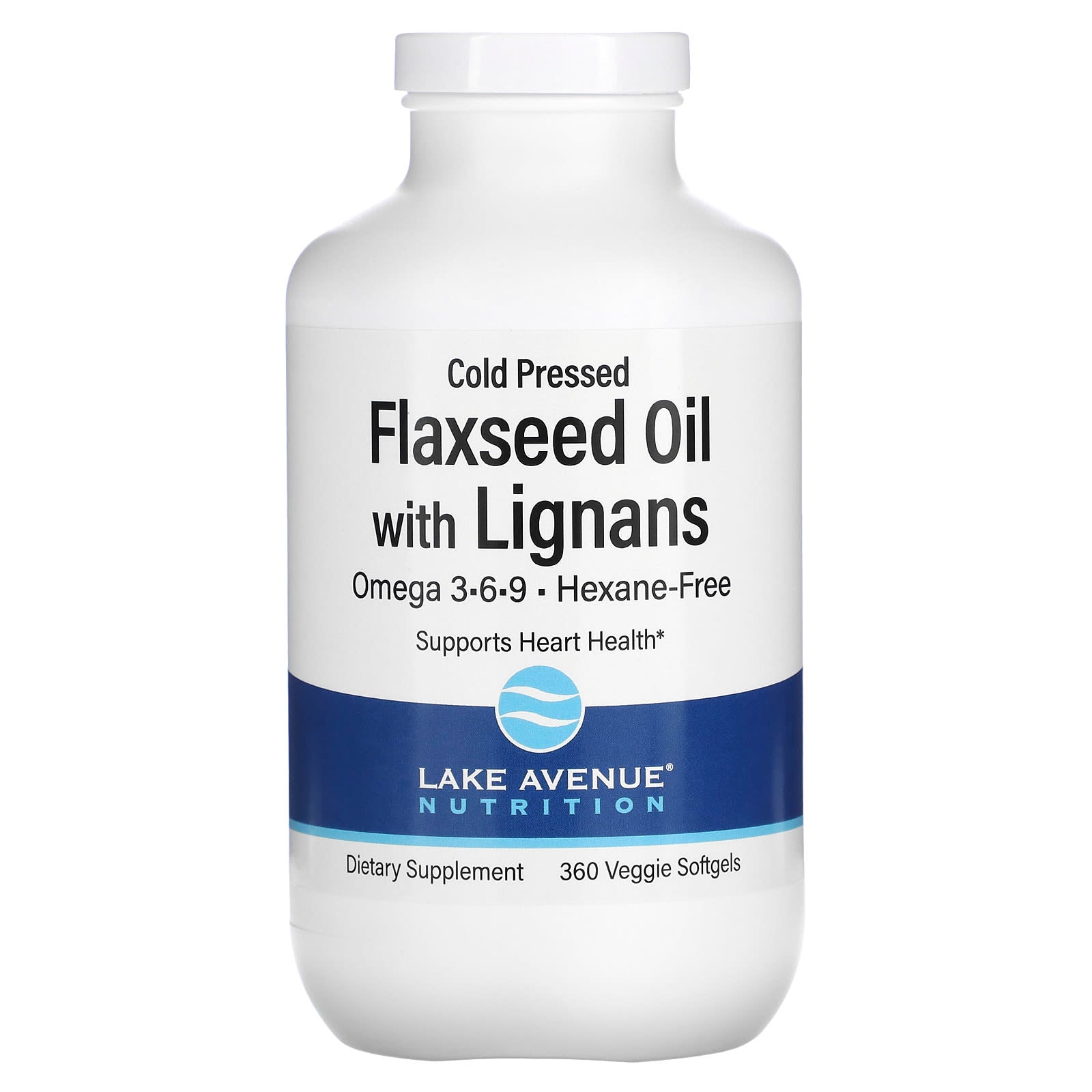 Lake Avenue Nutrition-Cold Pressed Flaxseed Oil with Lignans-360 Veggie Softgels