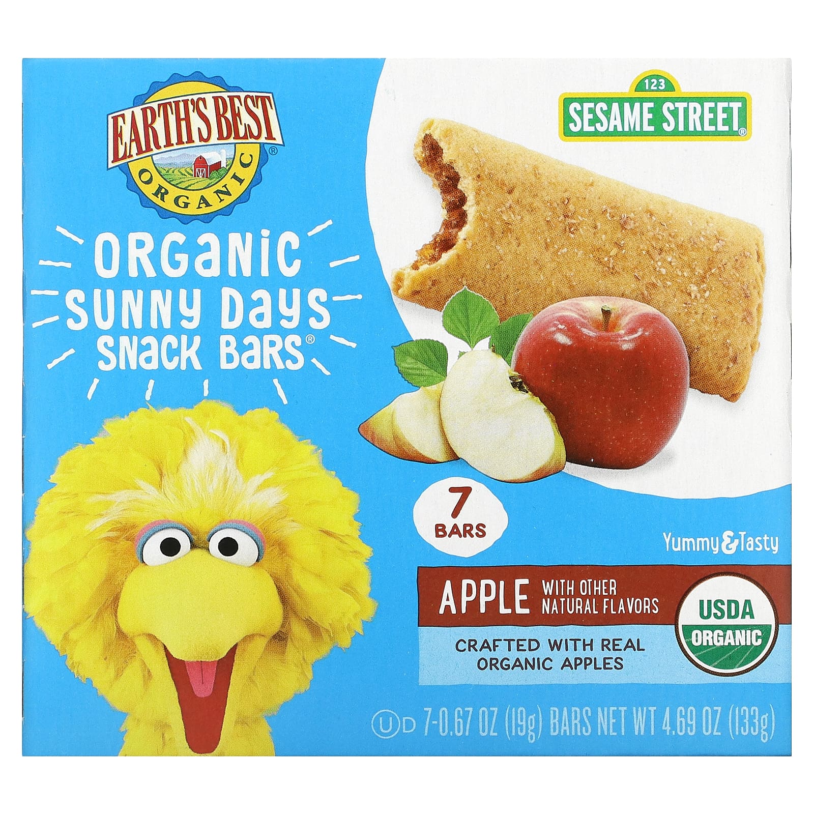 Earth's Best-Organic Sunny Days Snack Bars-2 Years and Up-Apple-7 Bars-0.67 oz (19 g) Each