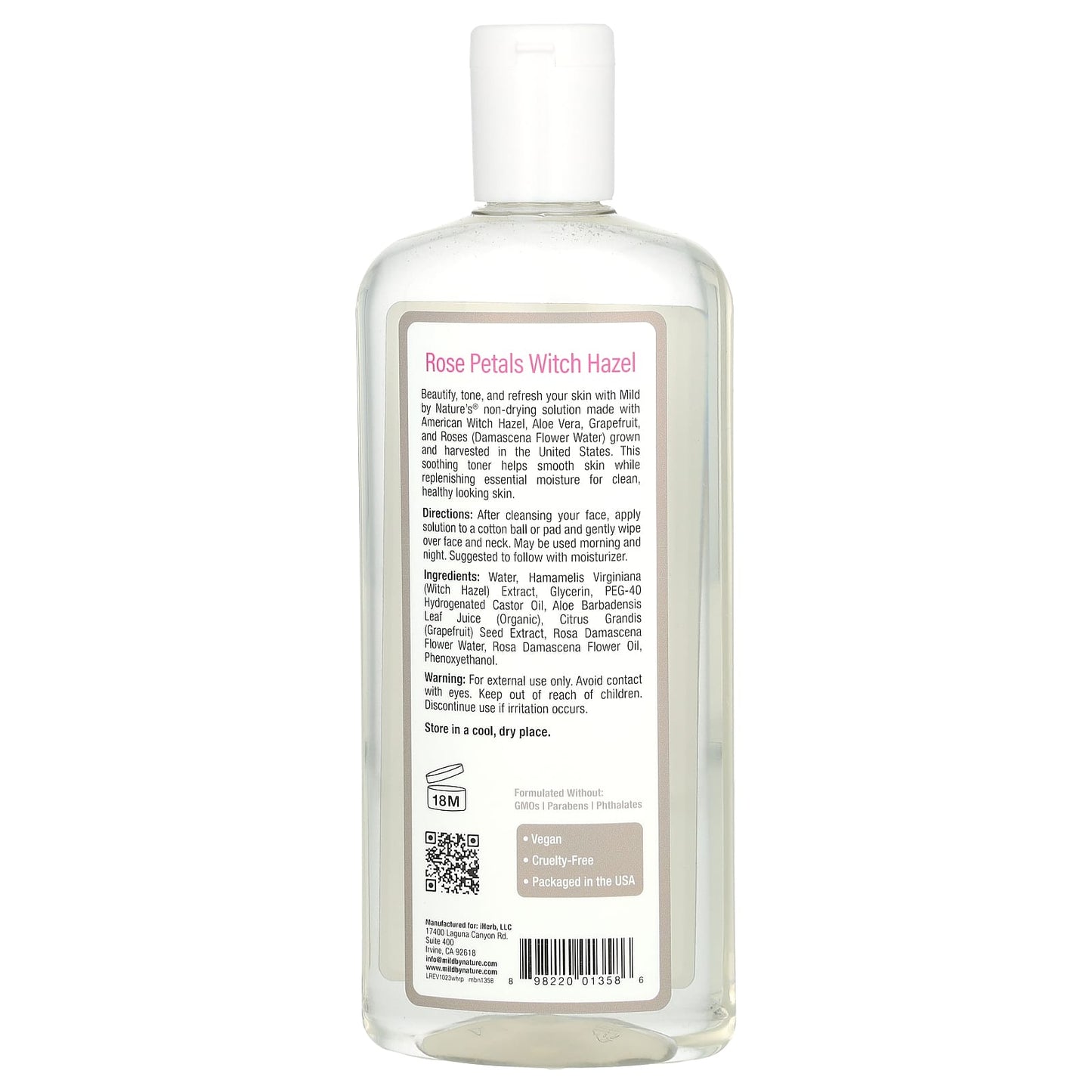 Mild By Nature, Witch Hazel, Rose Petals, Alcohol-Free, 12 fl oz (355 ml)