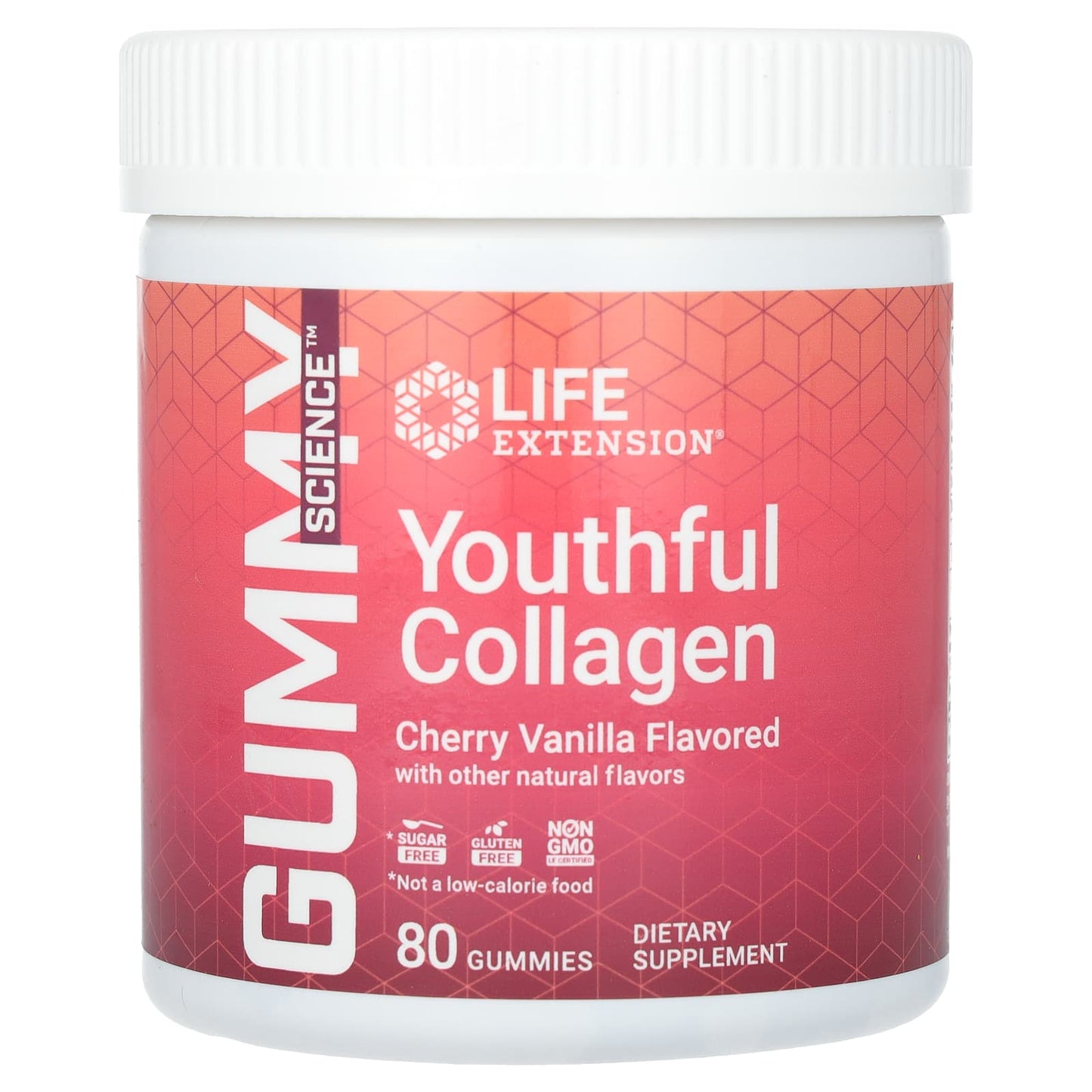 Life Extension-Gummy Science-Youthful Collagen-Cherry Vanilla-80 Gummies