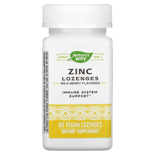 Nature's Way-Zinc Lozenges-Wild Berry Flavored-60 Vegan Lozenges