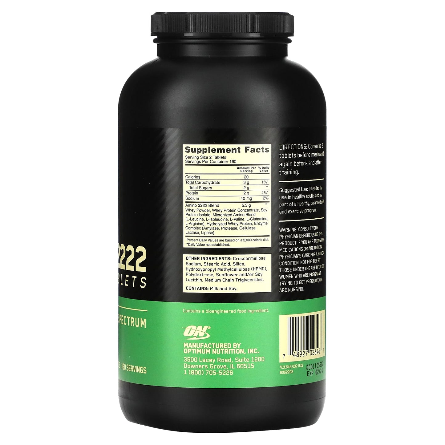 Optimum Nutrition, Superior Amino 2222, 320 Tablets