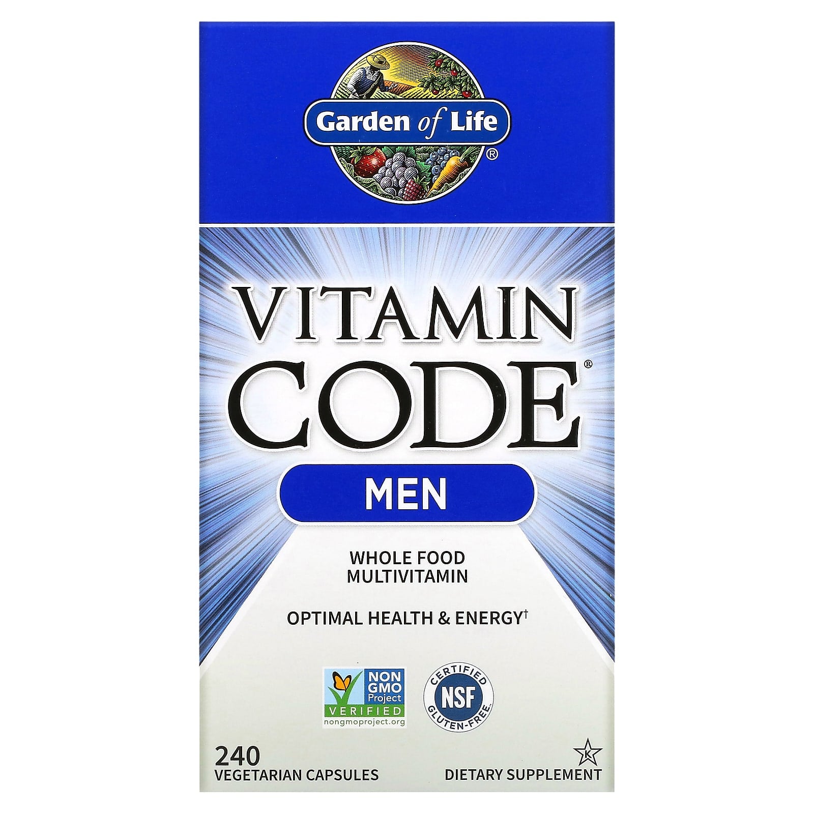 Garden of Life-Vitamin Code-Whole Food Multivitamin for Men-240 Vegetarian Capsules