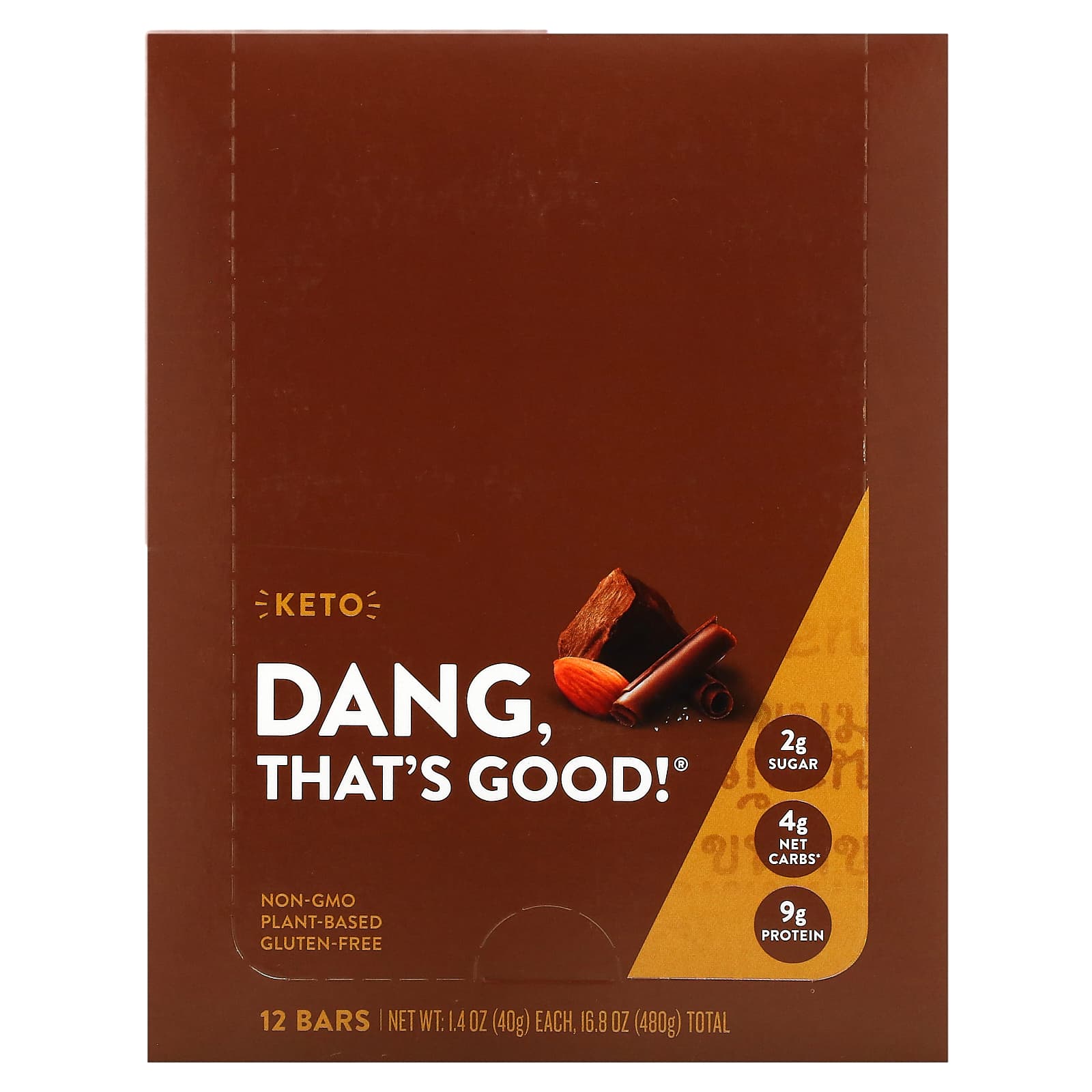 Dang Foods-Keto Bar-Crazy Rich Chocolate with Sea Salt-12 Bars-1.4 oz (40 g) Each