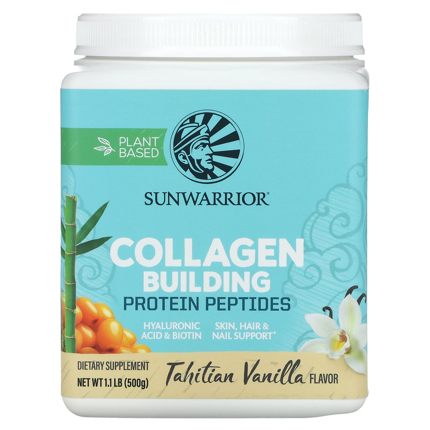 Sunwarrior-Collagen Building Protein Peptides-Tahitian Vanilla-1.1 lb (500 g)