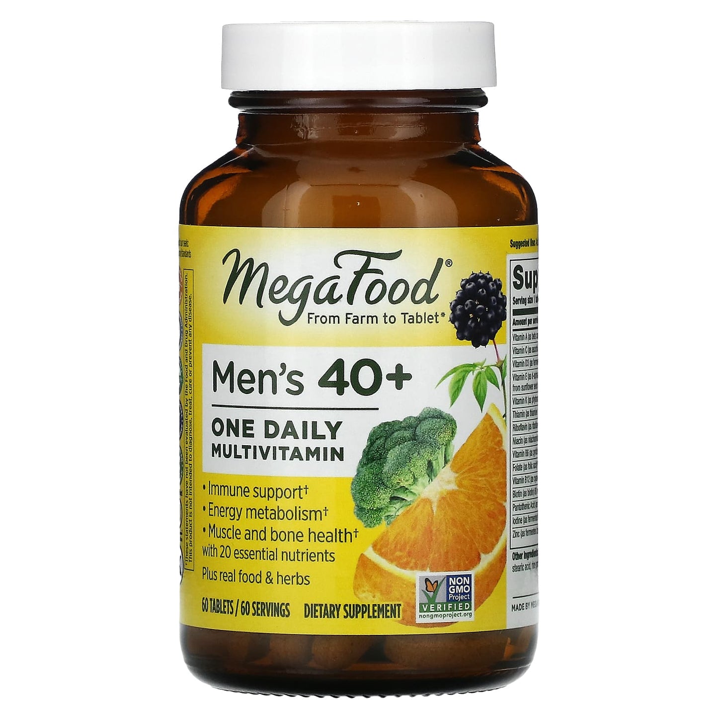 MegaFood-Men's 40+ One Daily Multivitamin-60 Tablets