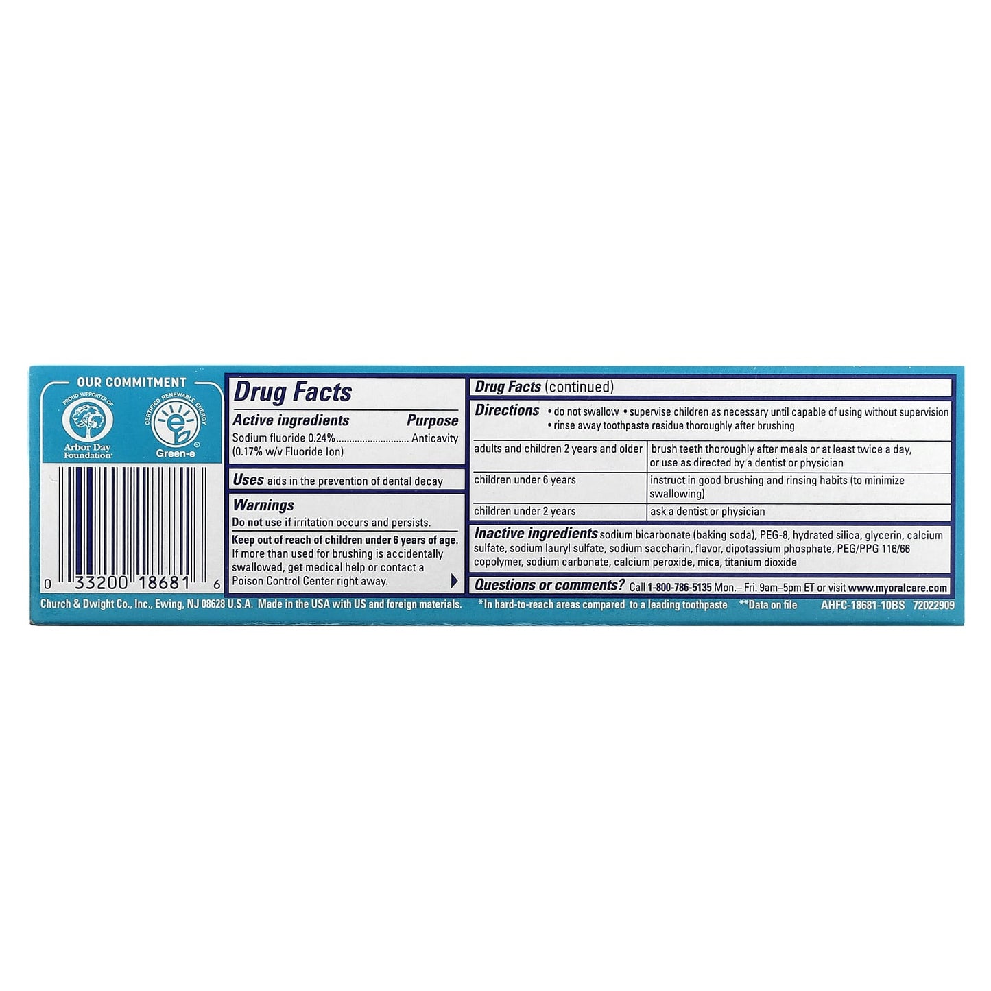 Arm & Hammer, Enamel Defense, Fluoride Toothpaste, Crisp Mint, 4.3 oz (121 g)