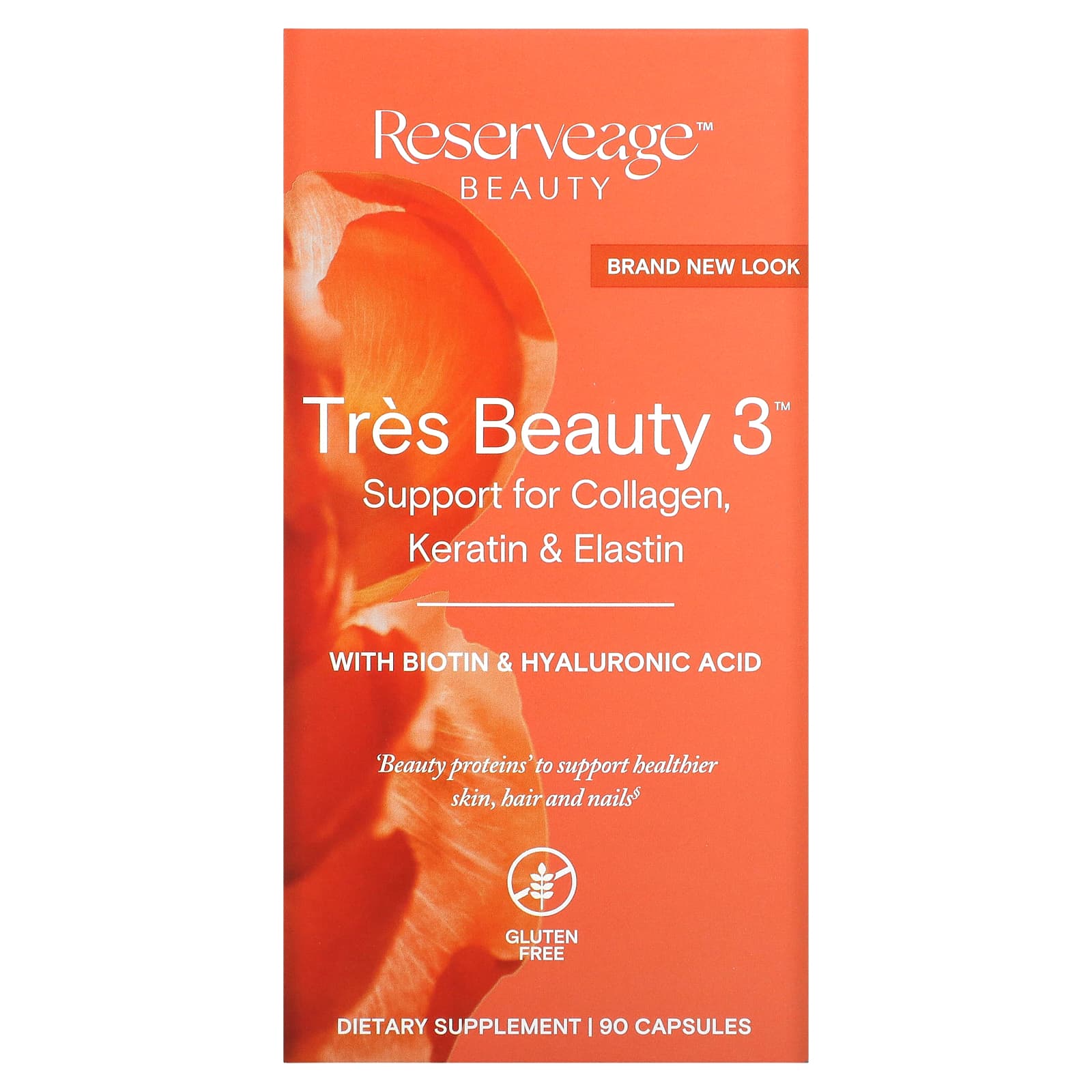 Reserveage Nutrition-Tres Beauty 3 with Biotin & Hyaluronic Acid-90 Capsules