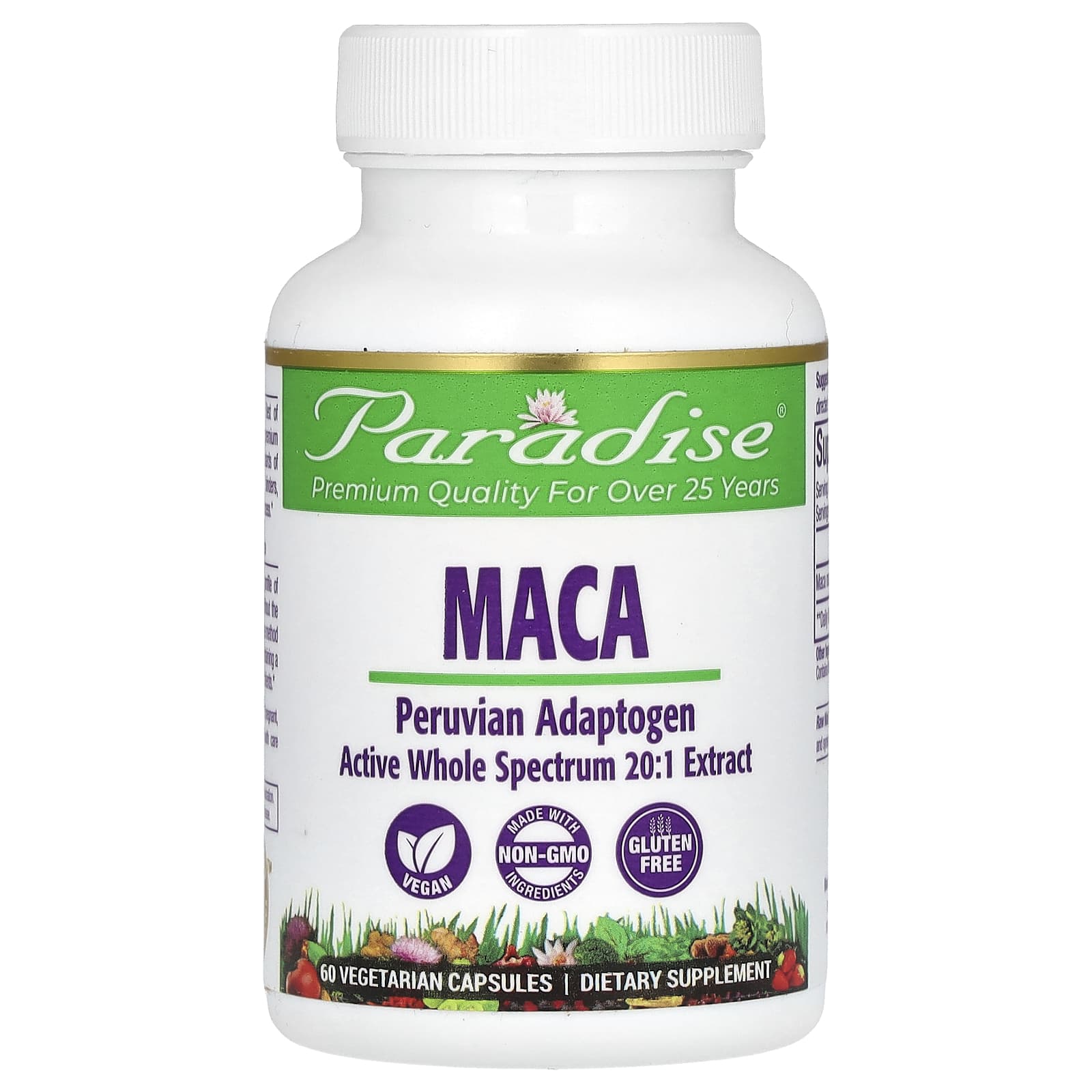 Paradise Herbs-Maca-60 Vegetarian Capsules