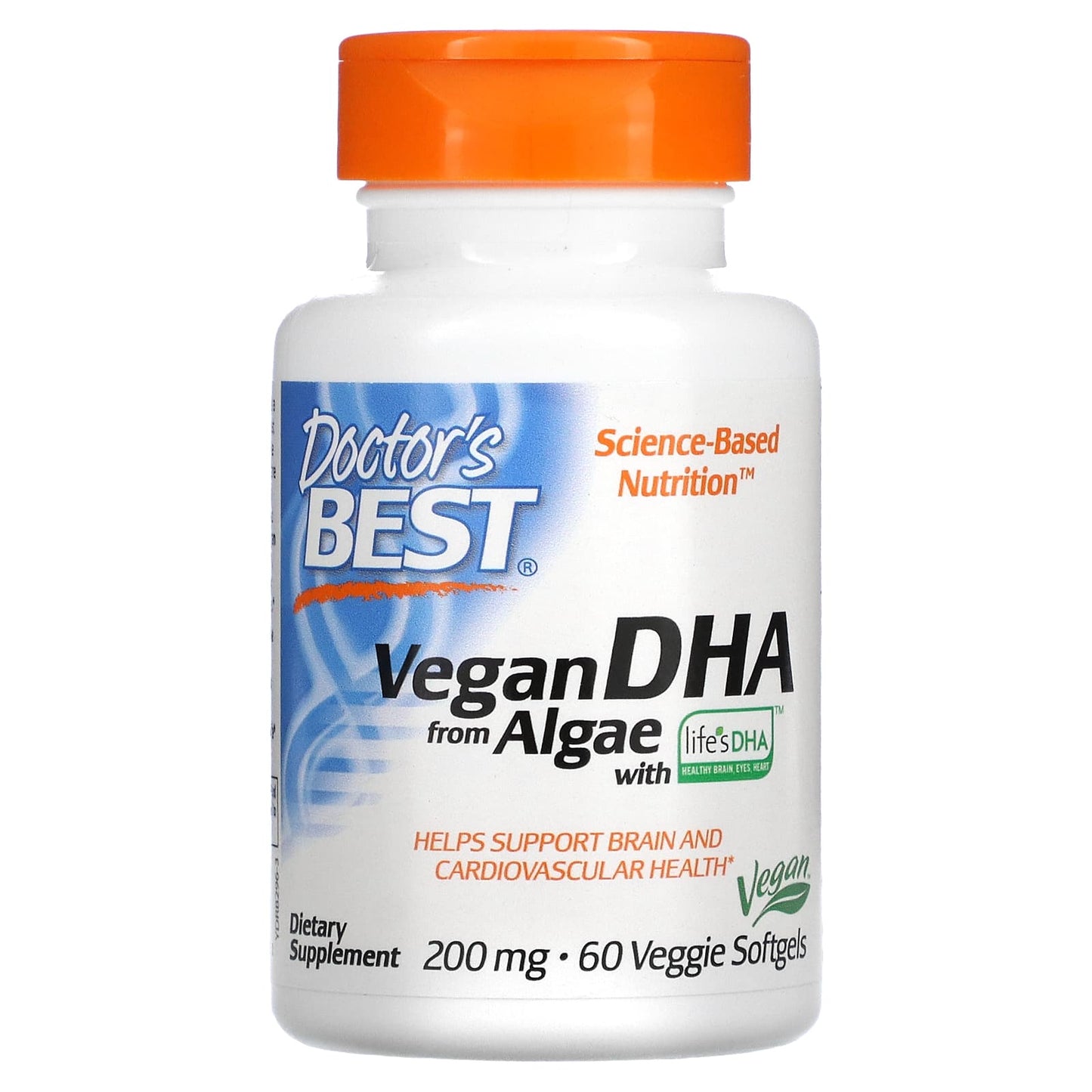 Doctor's Best-Vegan DHA from Algae with Life's DHA-200 mg-60 Veggie Softgels