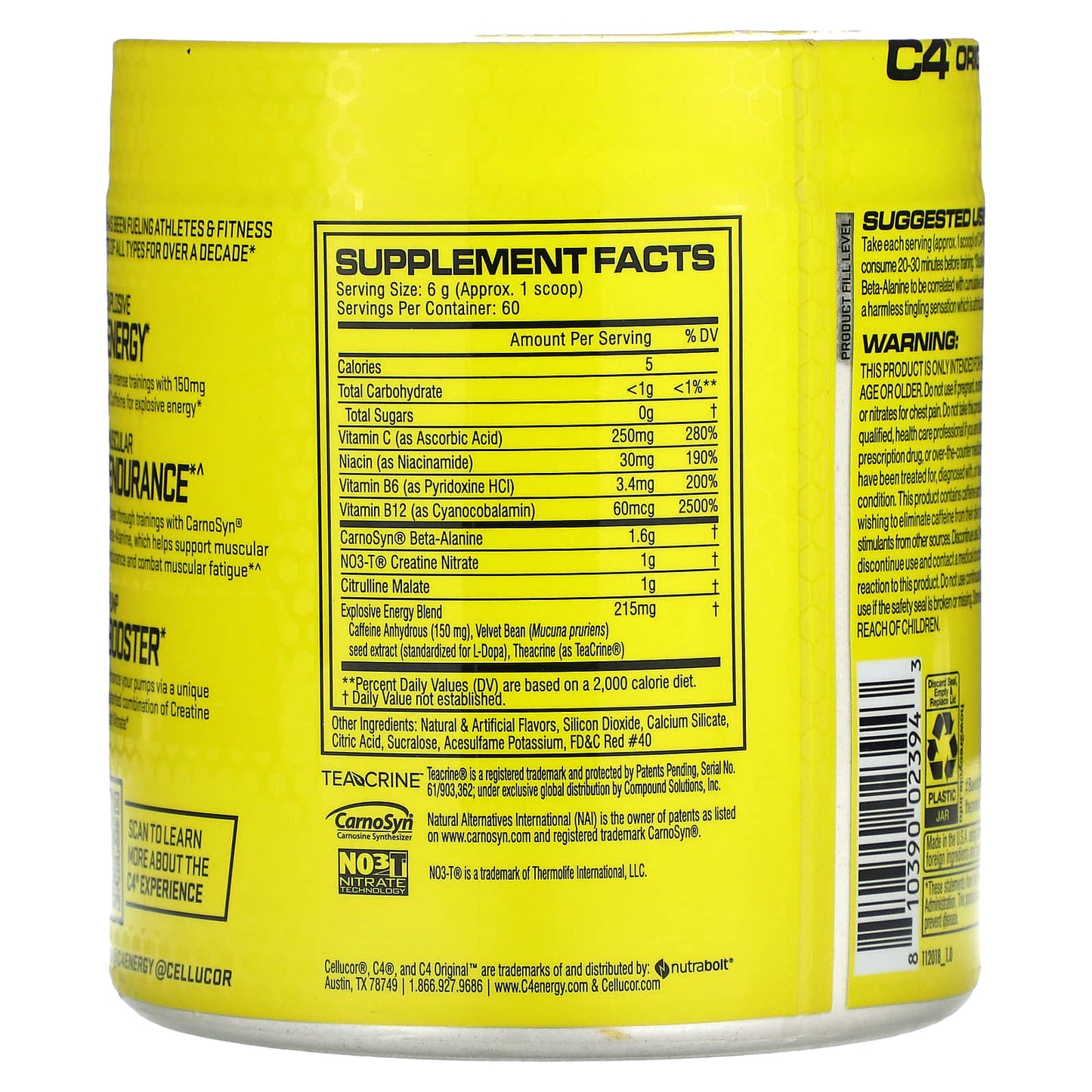 Cellucor, C4 Original, Pre-Workout, Fruit Punch, 12.7 oz (360 g)