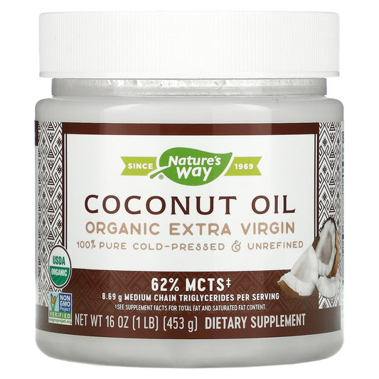 Nature's Way-Organic Coconut Oil-Extra Virgin-16 oz (453 g)