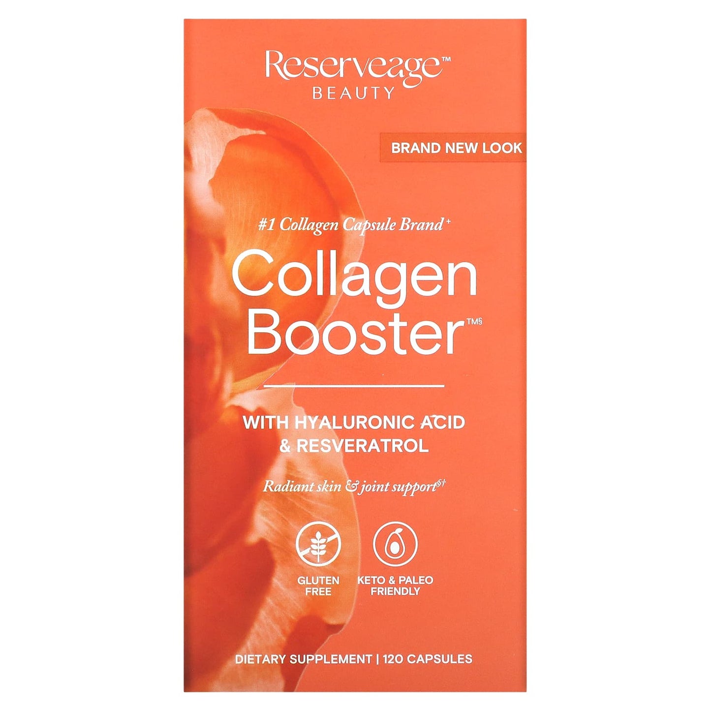 Reserveage Nutrition-Collagen Booster with Hyaluronic Acid & Resveratrol-120 Capsules