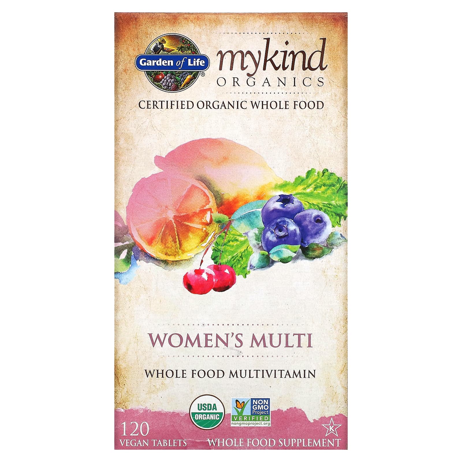 Garden of Life-MyKind Organics-Women's Multi-120 Vegan Tablets