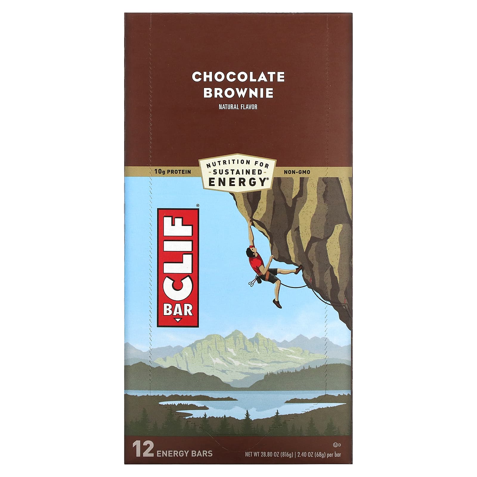 Clif Bar-Energy Bar-Chocolate Brownie-12 Bars-2.40 oz (68 g) Each