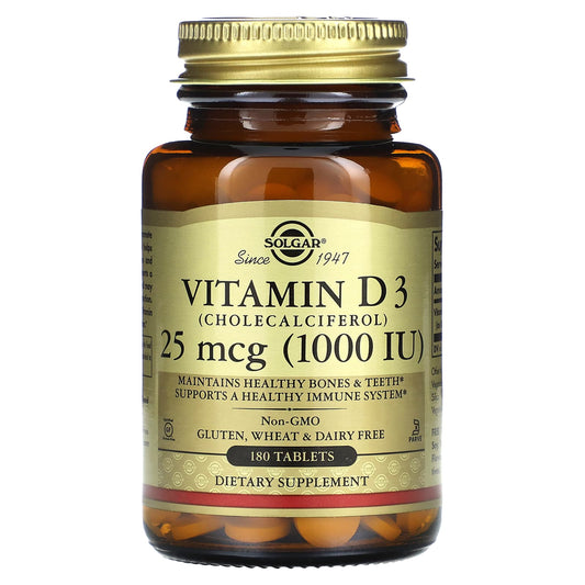 Solgar-Vitamin D3-25 mcg (1,000 IU)-180 Tablets