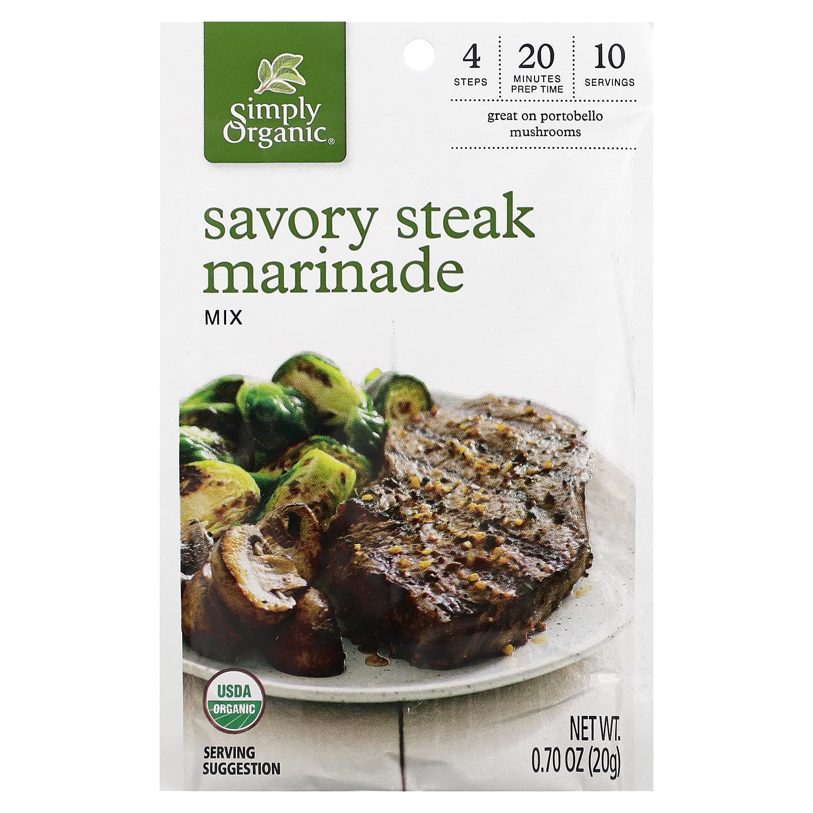 Simply Organic-Savory Steak Marinade Mix-12 Packets-0.70 oz (20 g) Each