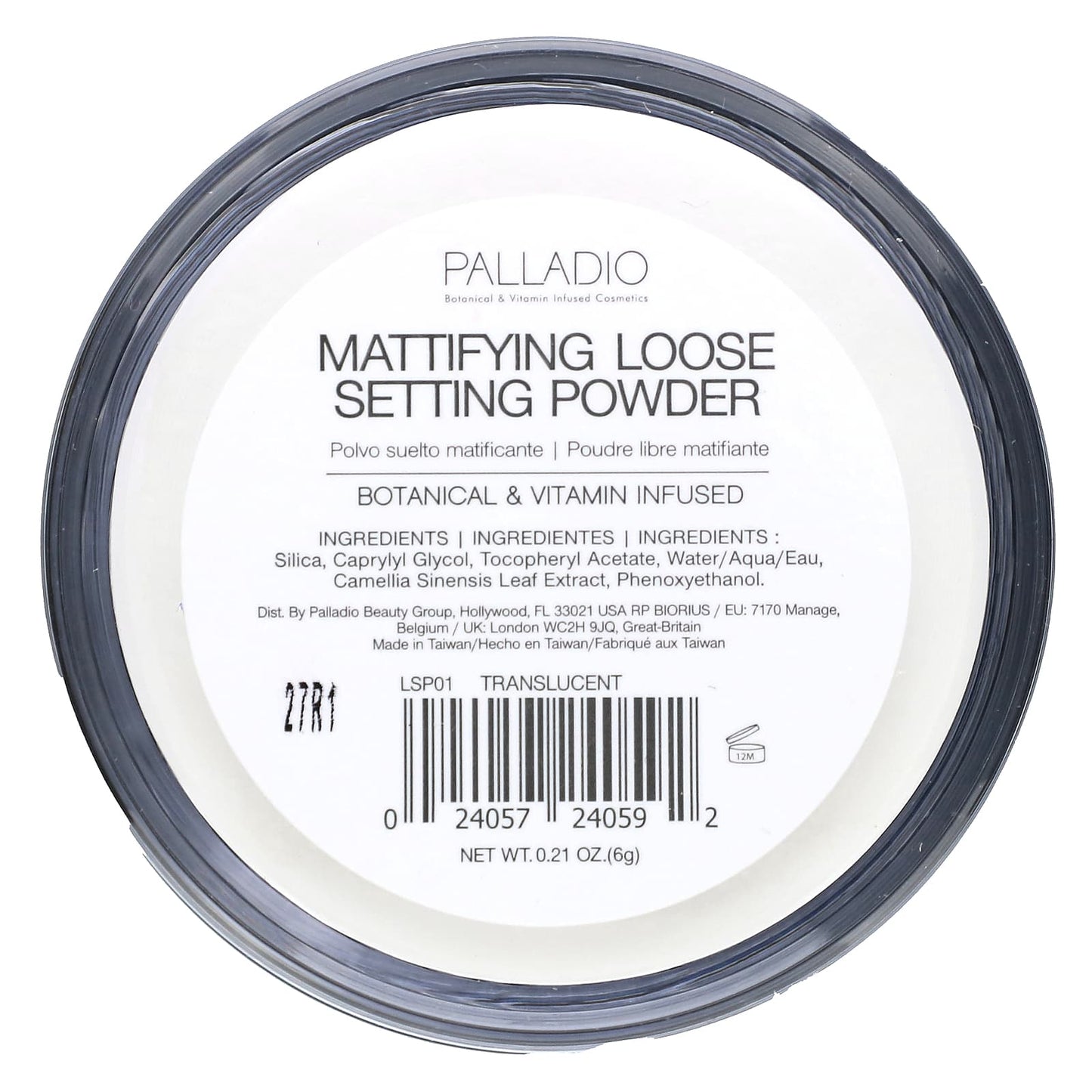 Palladio, 4Ever + Ever, Mattifying Loose Setting Powder with Green Tea, Translucent, 0.21 oz (6 g)