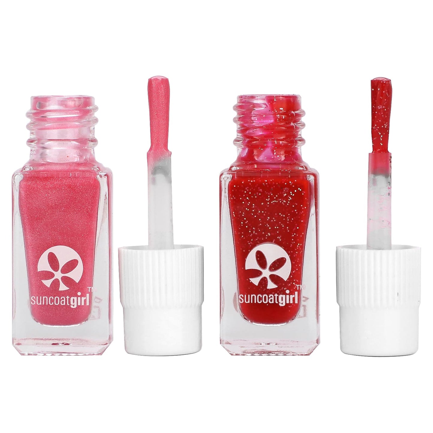 SuncoatGirl, Beauties Nail Polish Duo Set, Cherry Red and Gold Glitter, 2 Piece Set