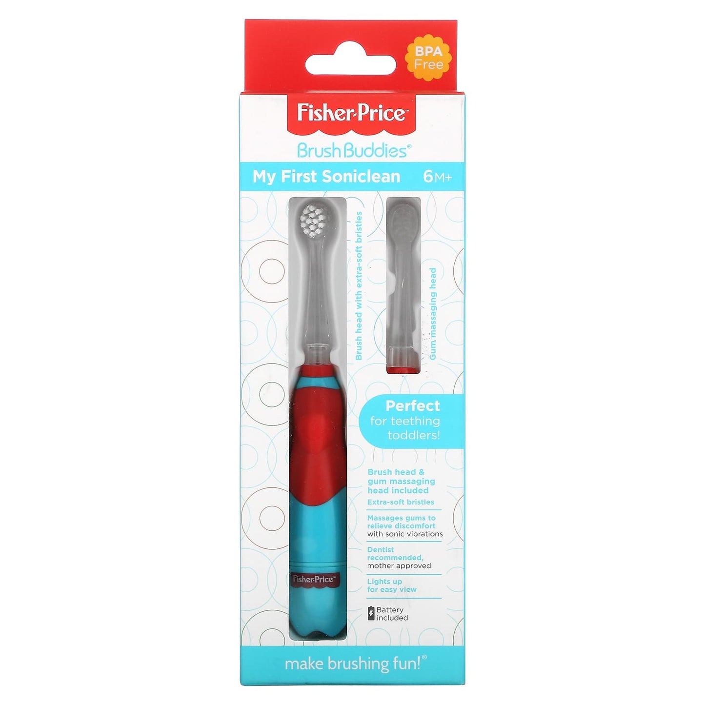 Fisher-Price-BrushBuddies-My First Soniclean-6+ Months-1 Toothbrush + Gum Massaging Head