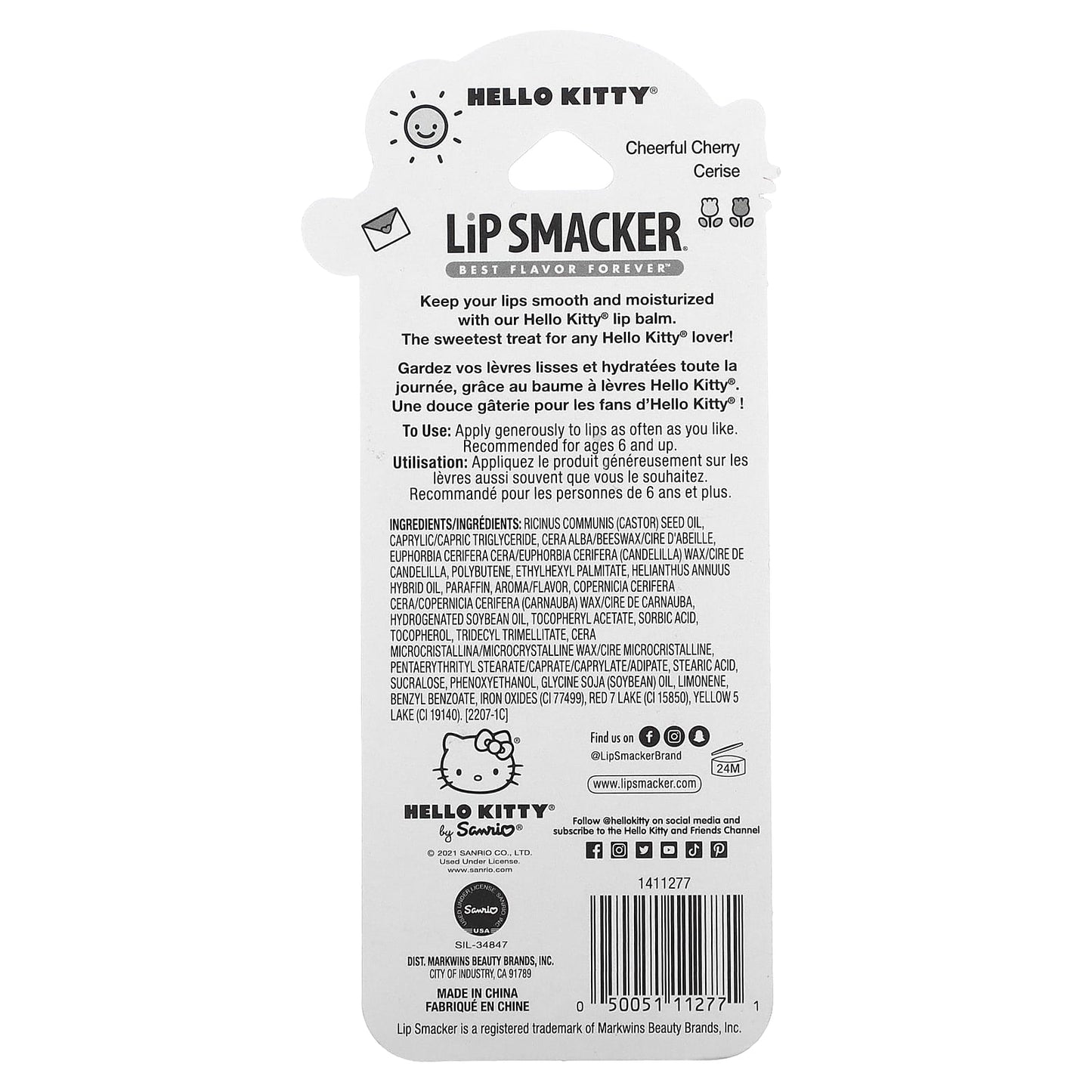 Lip Smacker, Hello Kitty, Lip Balm, Cheerful Cherry, 0.14 oz (4 g)