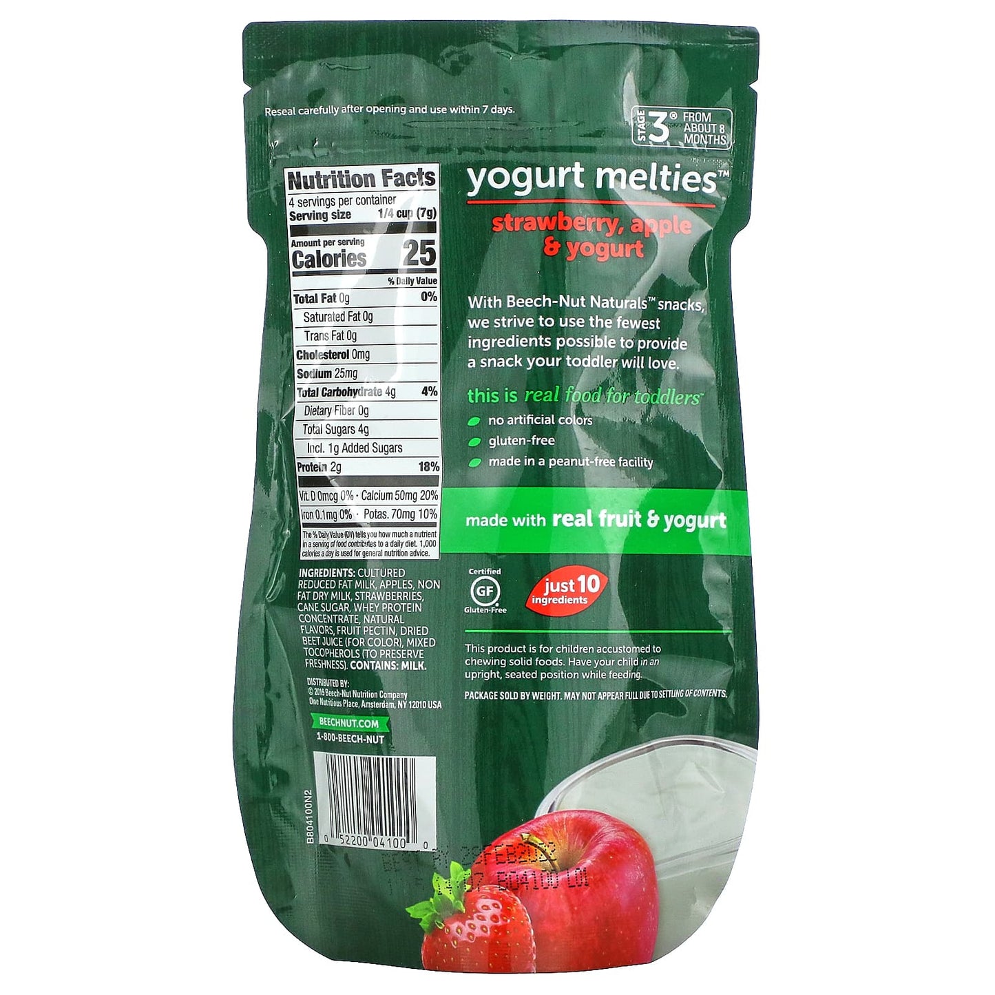 Beech-Nut, Yogurt Melties, 8+ Months, Strawberry, Apple & Yogurt, 1 oz (28 g)