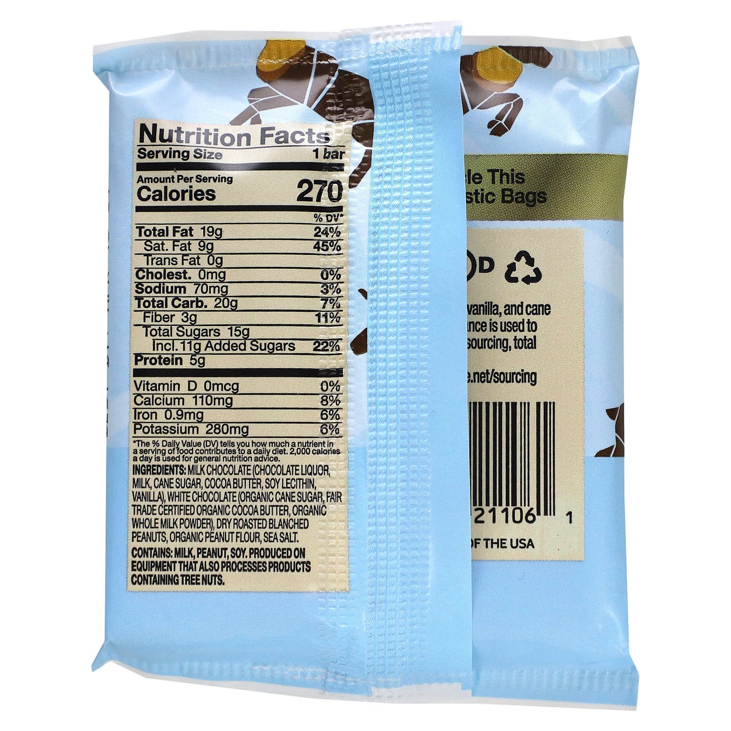 Endangered Species Chocolate, Fudgy Peanut Butter, 48% Cocoa  Milk Chocolate, 1.6 oz (45.3 g)