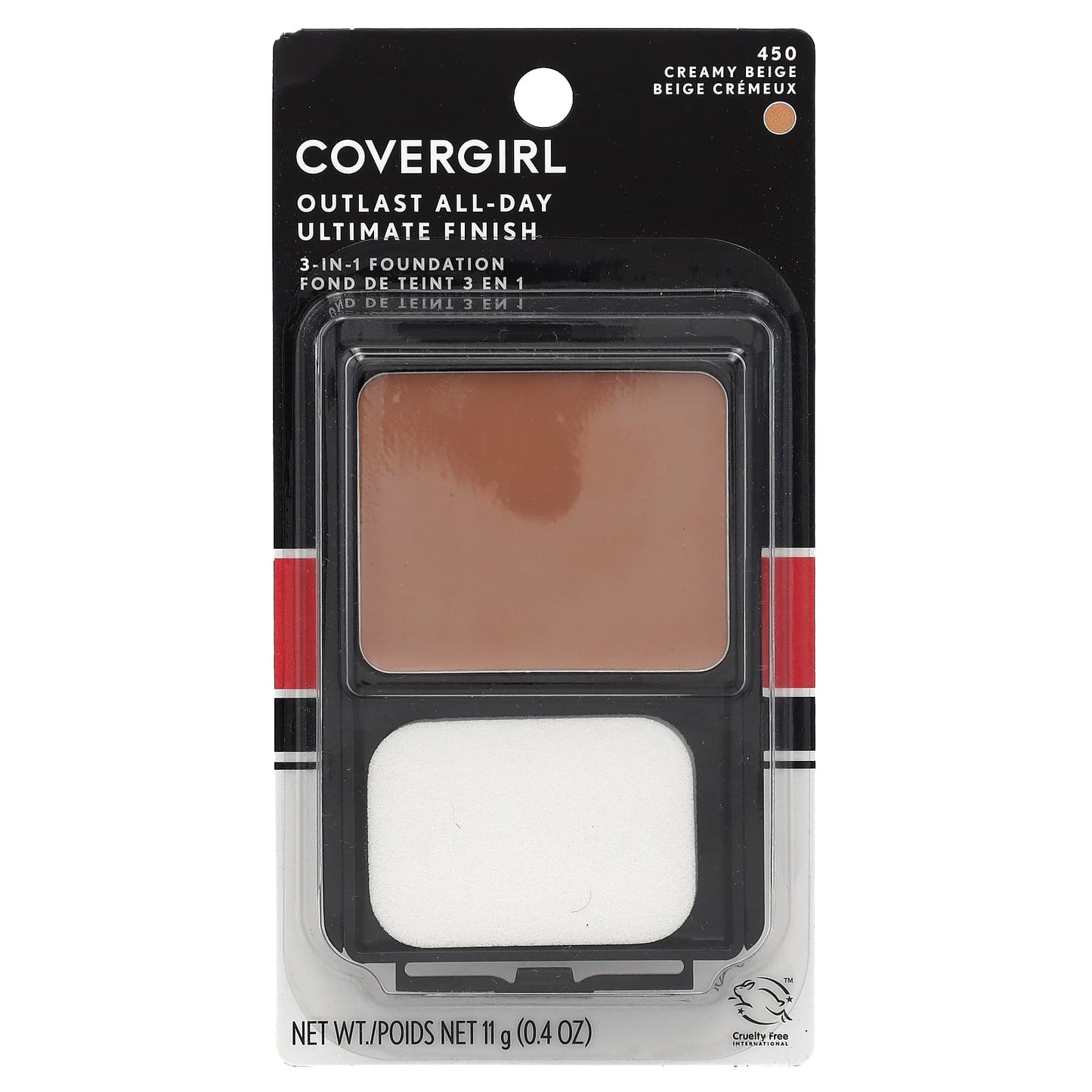 Covergirl, Outlast All-Day, Ultimate Finish 3-in-1 Foundation, 450 Creamy Beige, 0.4 oz (11 g)