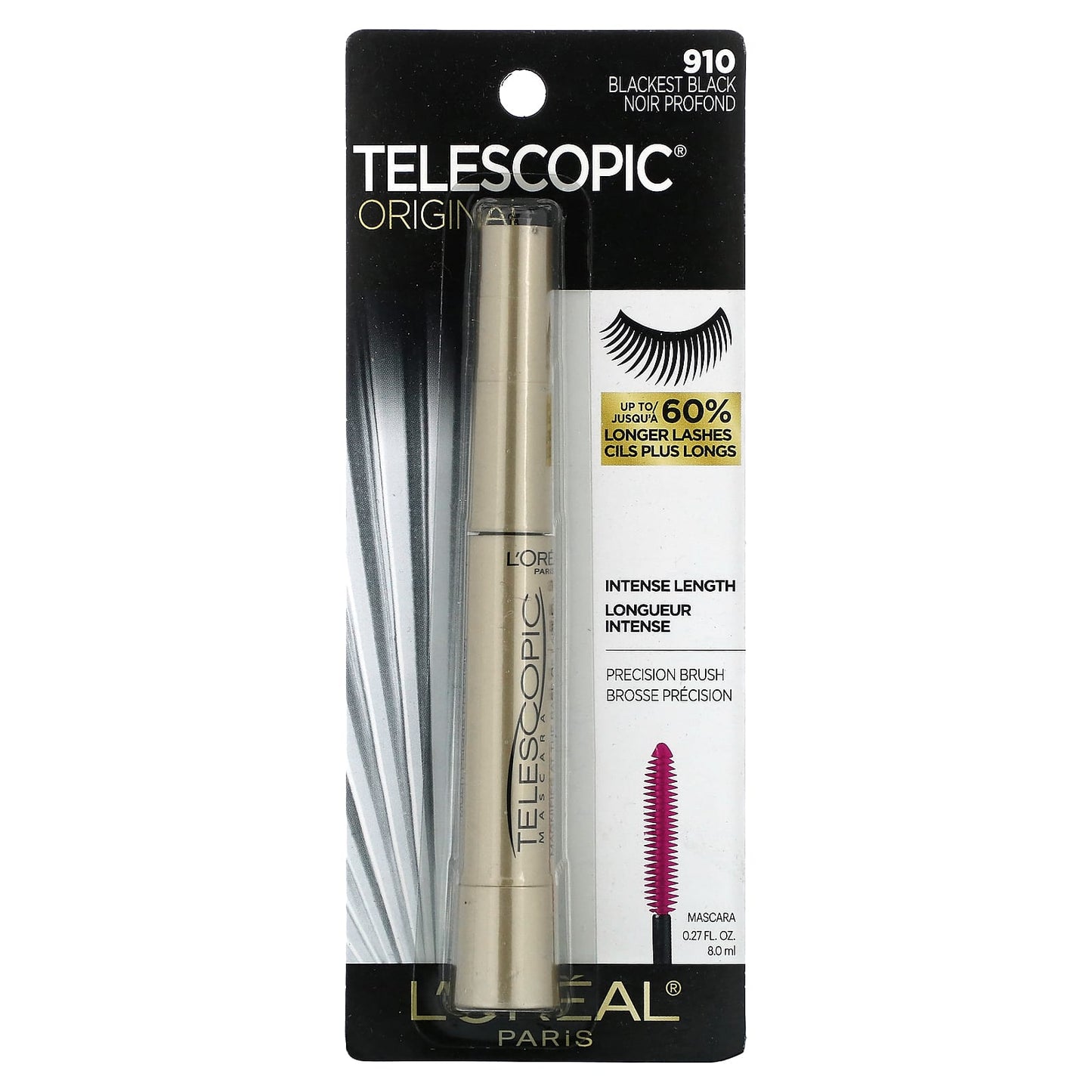 L'Oréal, Telescopic Original Mascara, 910 Blackest Black, 0.27 fl oz (8 ml)