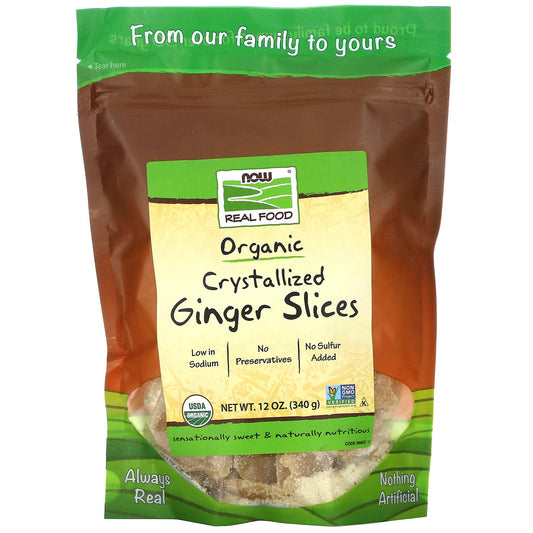 NOW Foods-Real Food-Organic Crystallized Ginger Slices-12 oz (340 g)