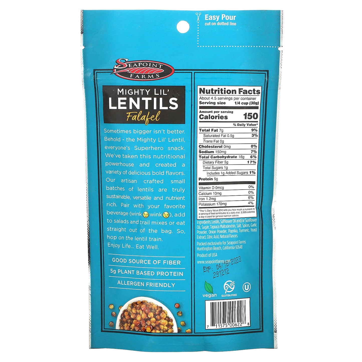 Seapoint Farms, Mighty Lil' Lentils, Falafel, 5 oz (142 g)