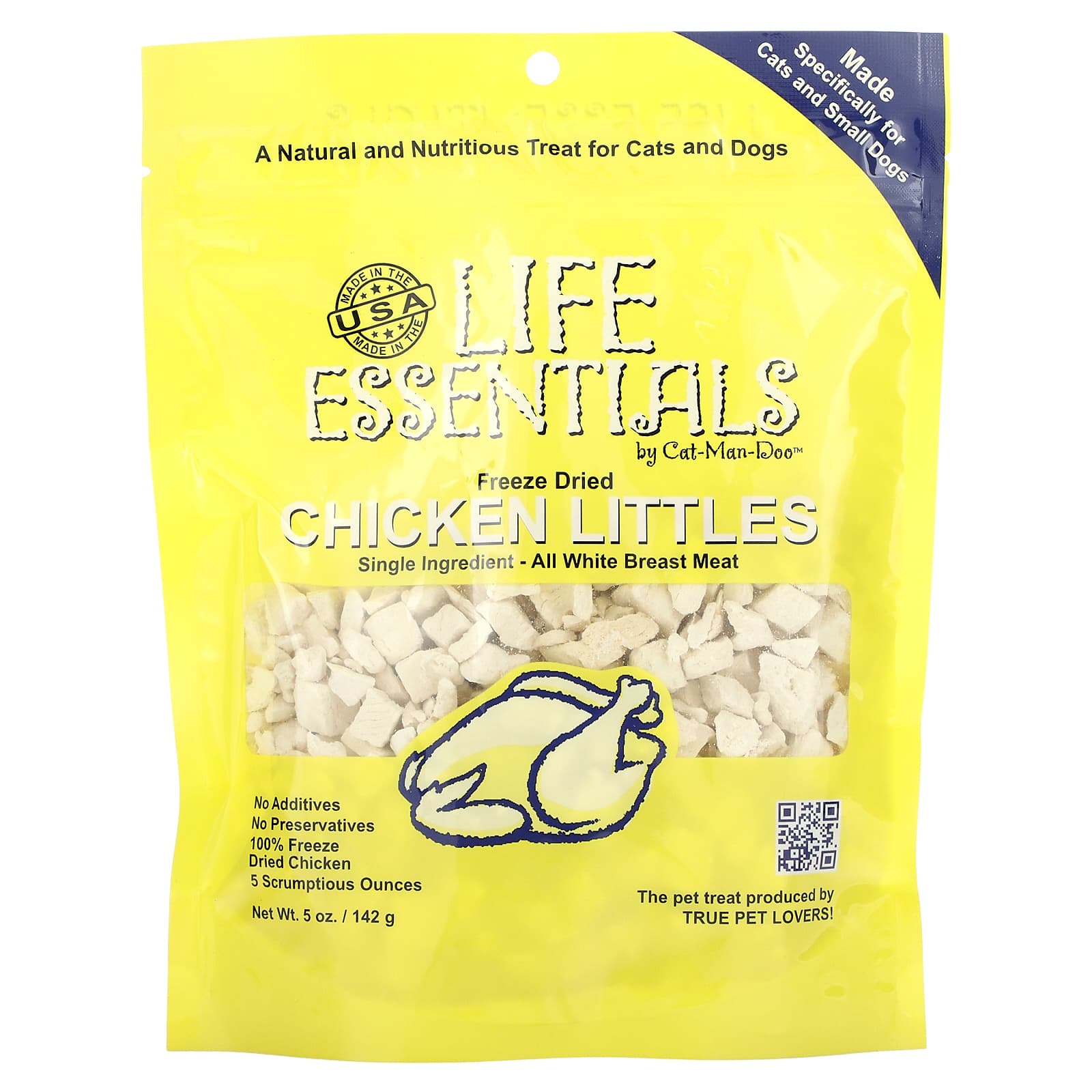 Cat-Man-Doo-Life Essentials-Freeze Dried Chicken Littles- For Cats & Dogs-5 oz (142 g)