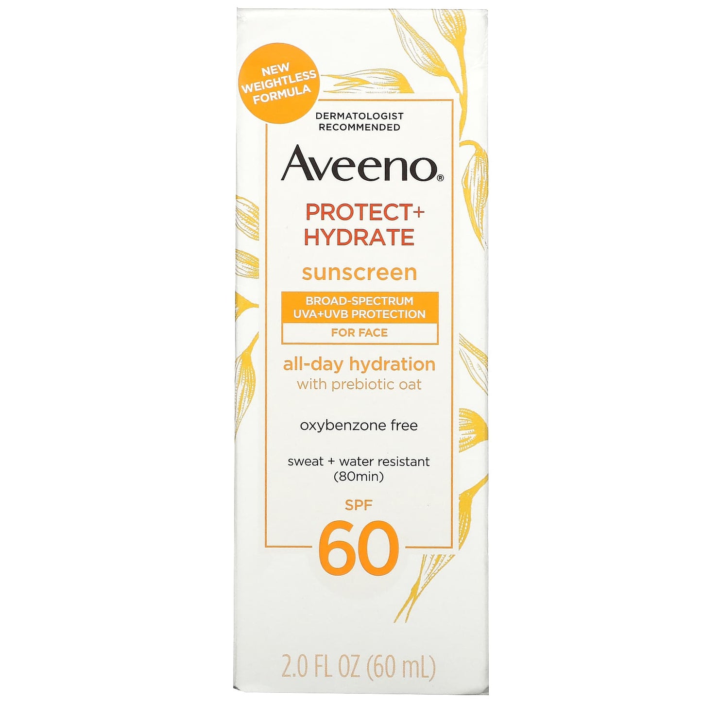 Aveeno, Protect + Hydrate, Sunscreen, For Face, SPF 60, 2 fl oz (60 ml)