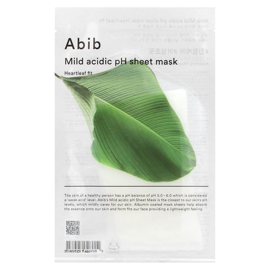 Abib-Mild Acidic pH Beauty Sheet Mask-Heartleaf Fit-1 Sheet Mask-1.01 fl oz (30 ml)