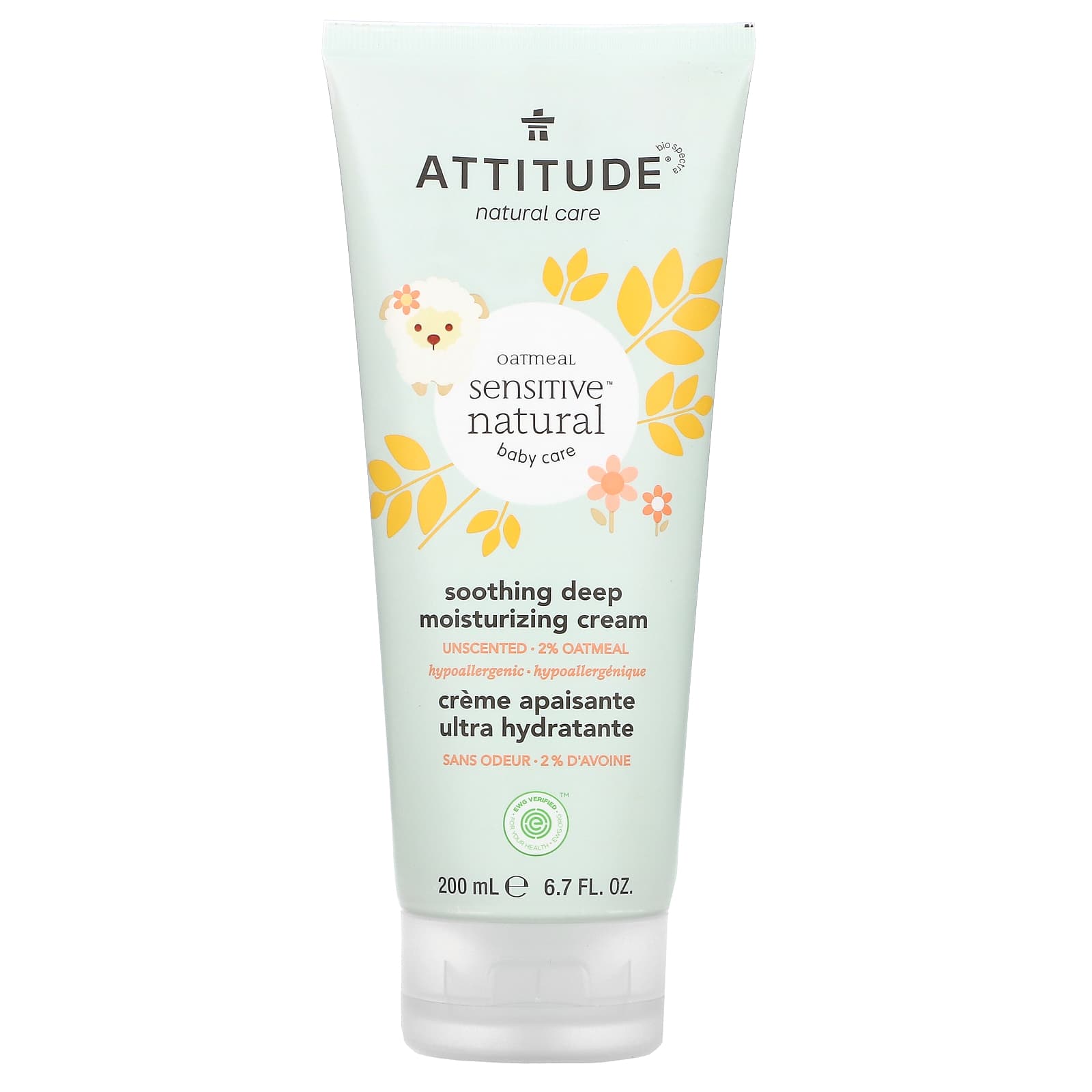 ATTITUDE-Baby-Soothing Deep Moisturizing Cream-Unscented-6.7 fl oz (200 ml)