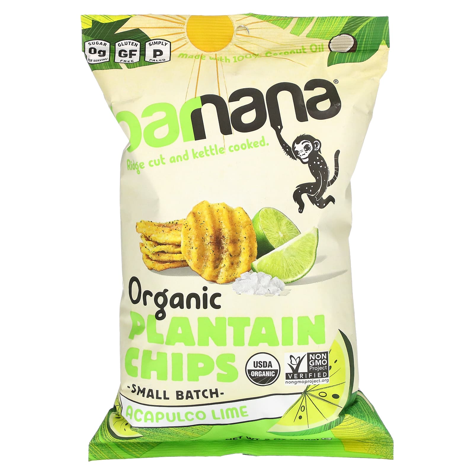 Barnana-Organic Plantain Chips-Acapulco Lime-5 oz (140 g)