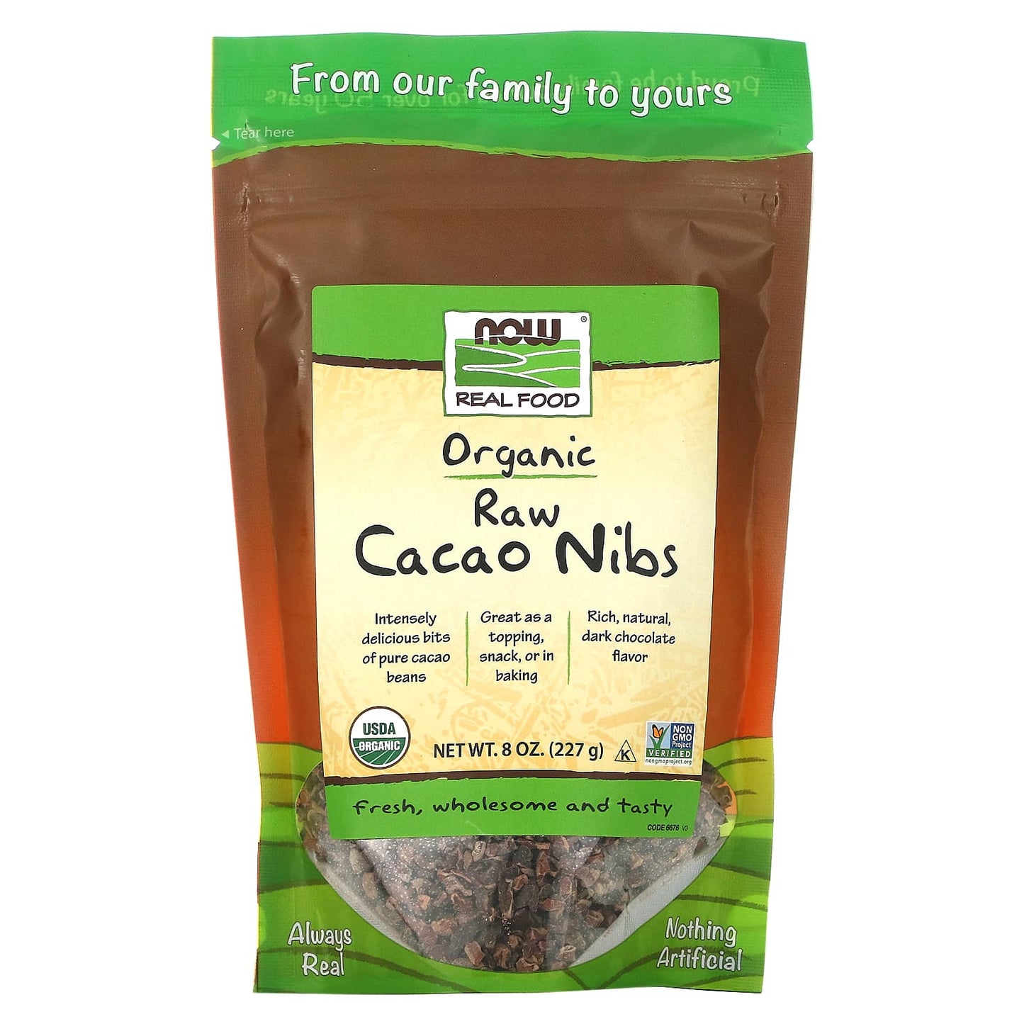 NOW Foods-Real Food-Organic Raw Cacao Nibs-8 oz (227 g)