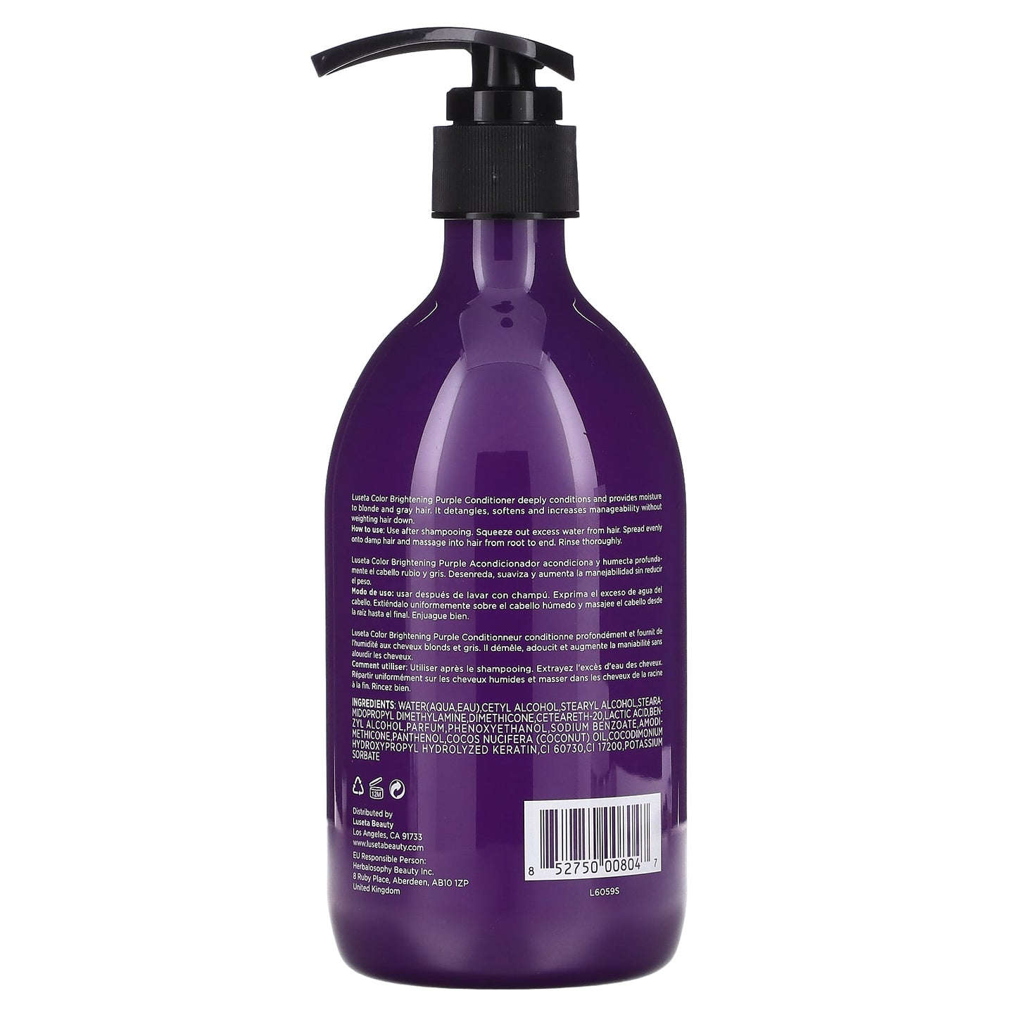 Luseta Beauty, Color Brightening, Purple Conditioner, For Blonde & Gray Hair, 16.9 fl oz (500 ml)